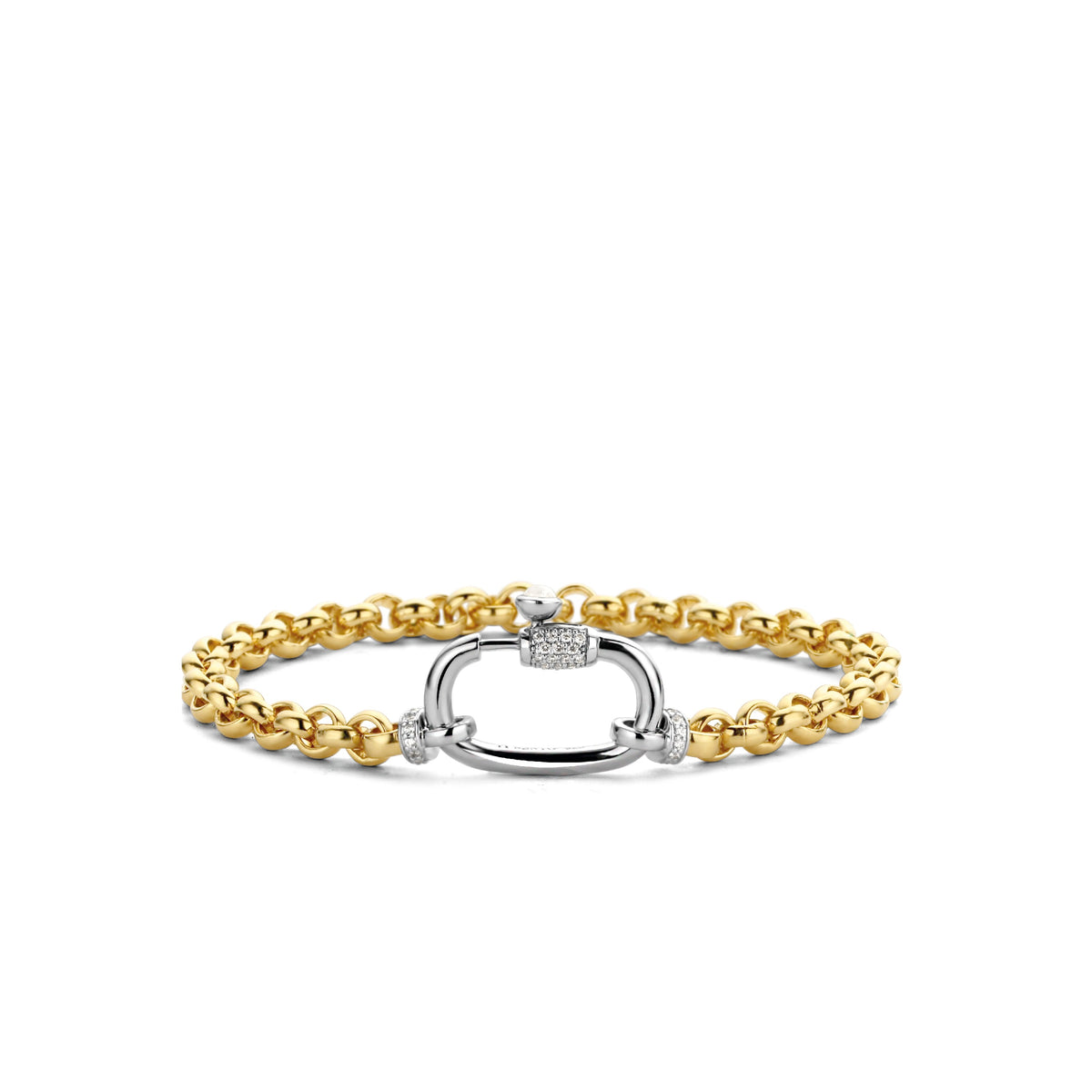 Tisento Milano Sterling Silver gold plated Zirconia white yellow gold platedBracelet