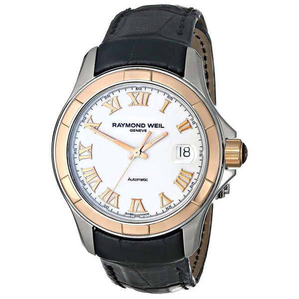 Raymond Weil Men's 2970-SC5-00308 Parsifal 18kt Rose Gold Automatic Black Leather Watch
