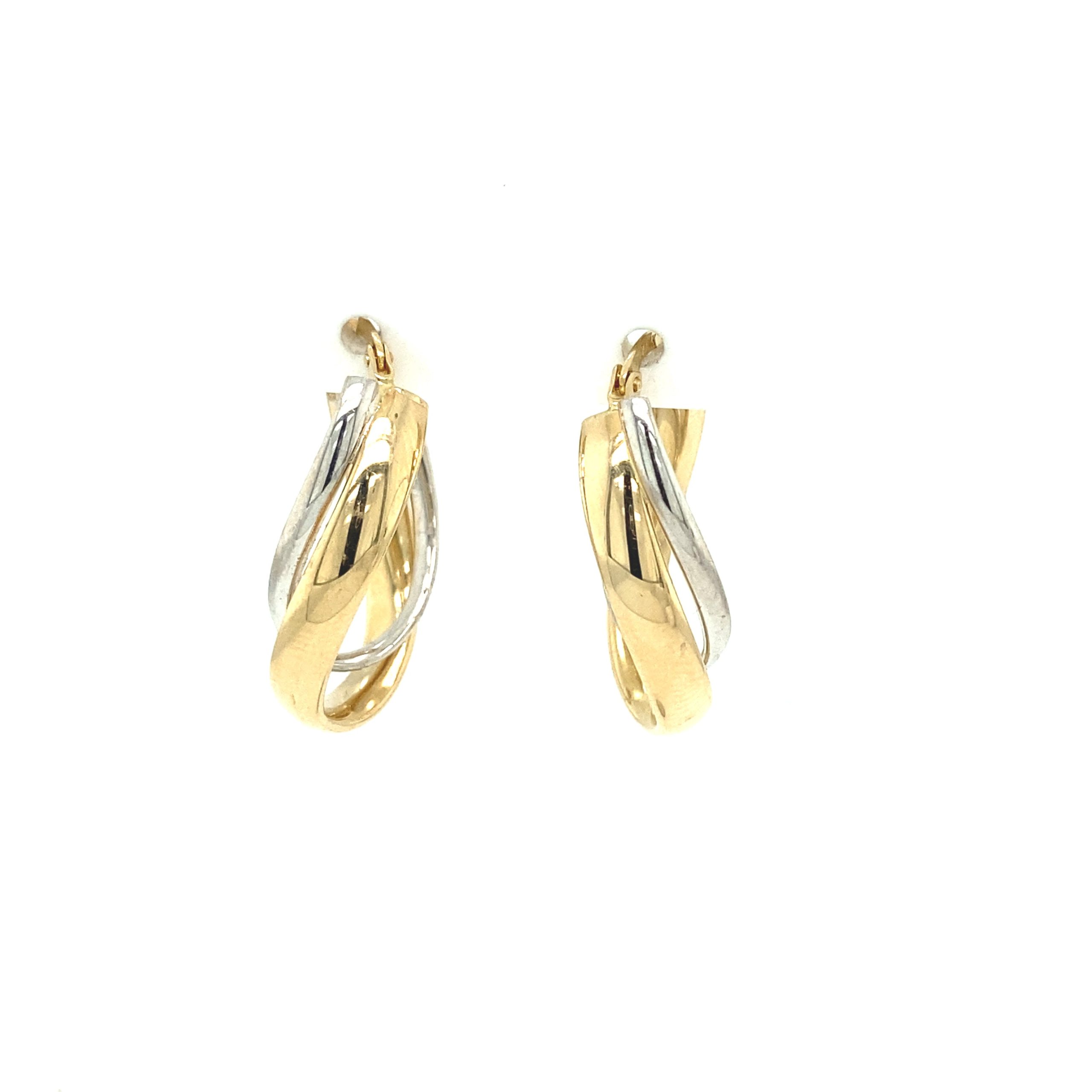 14K Gold Double Twist Two-Tone Earring Hoops