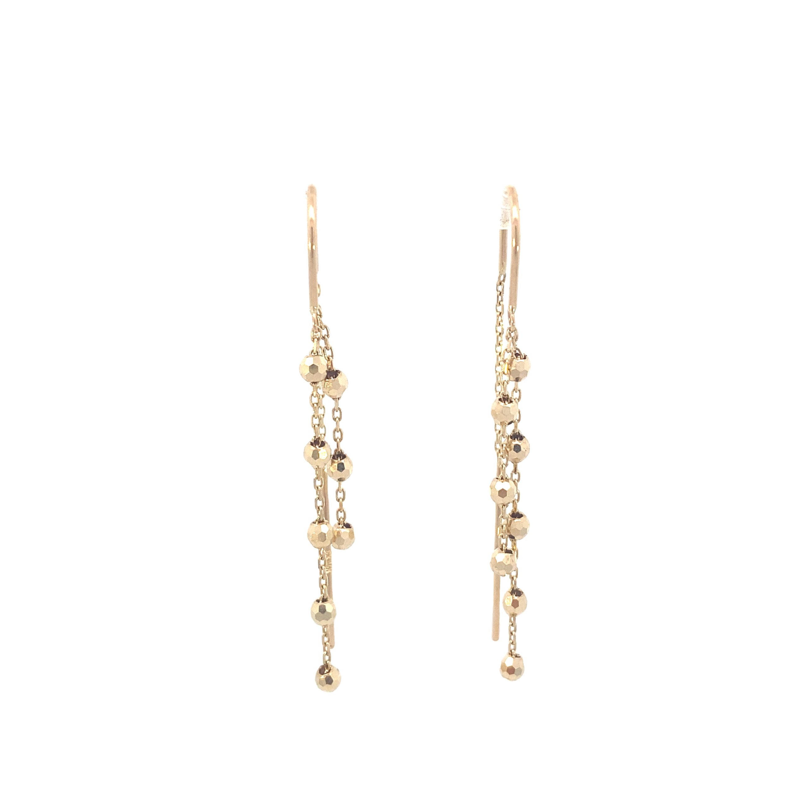 14K Gold Long Dots Earrings