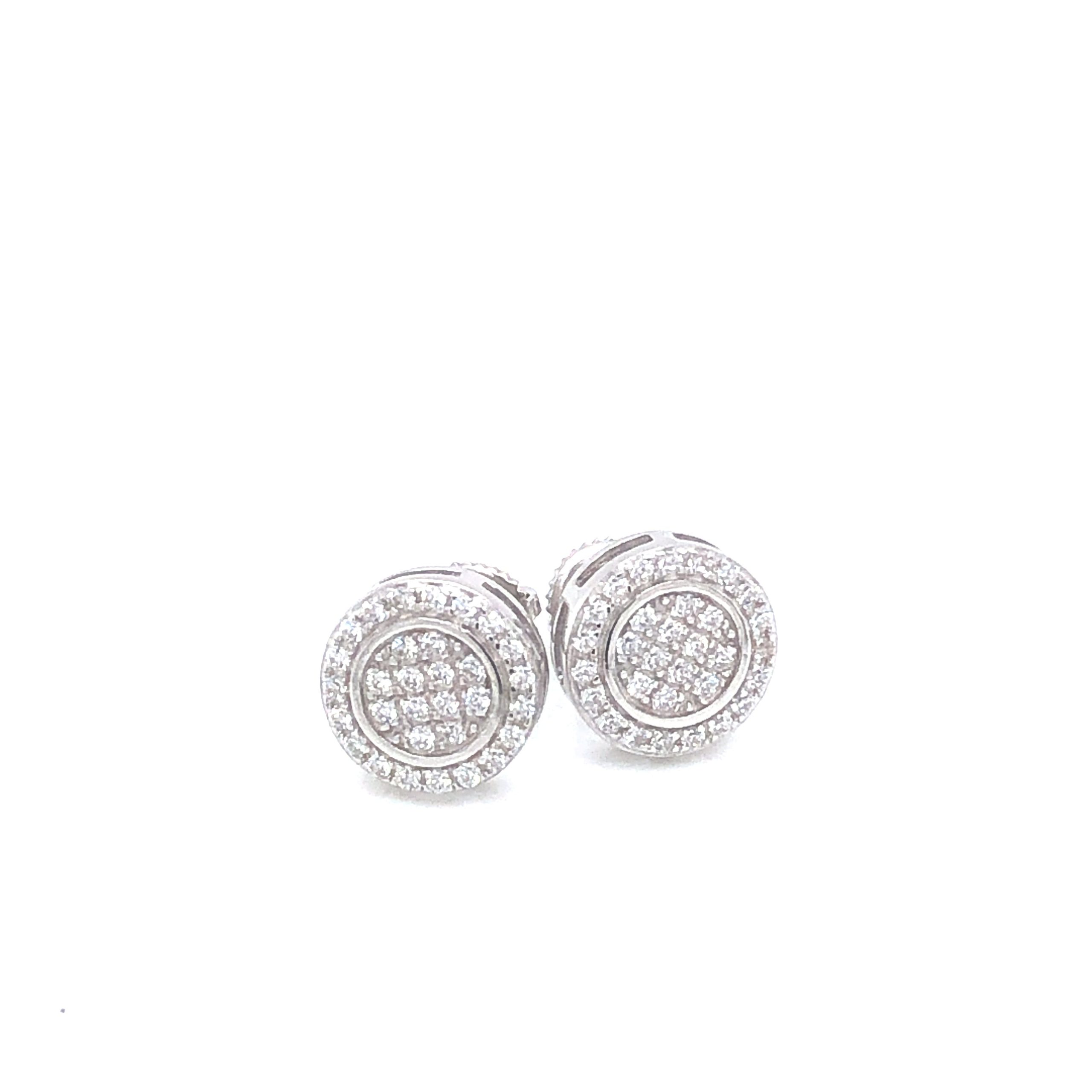 Round Flat Sterling Silver Stud Earrings