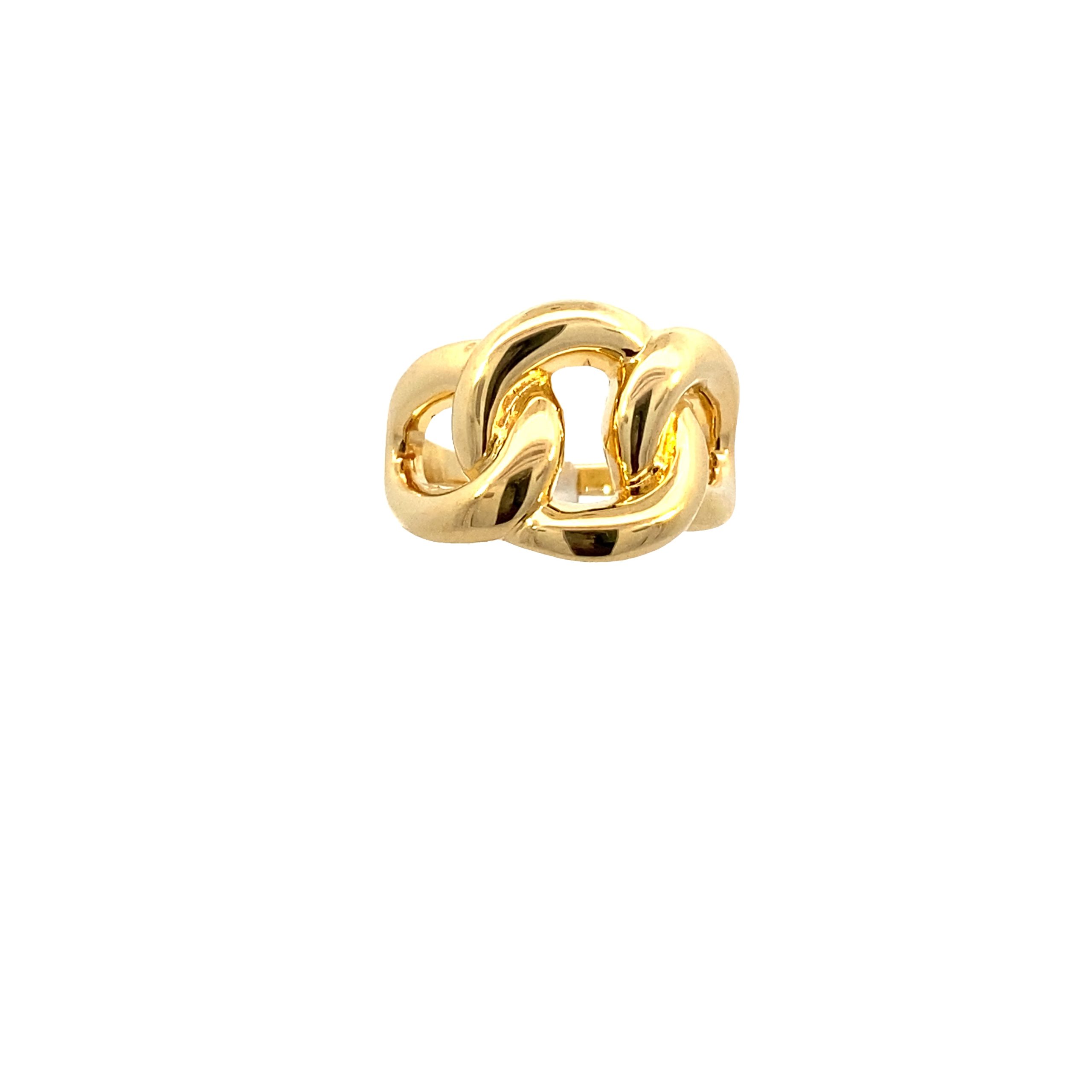 14K Gold Round Link Ring