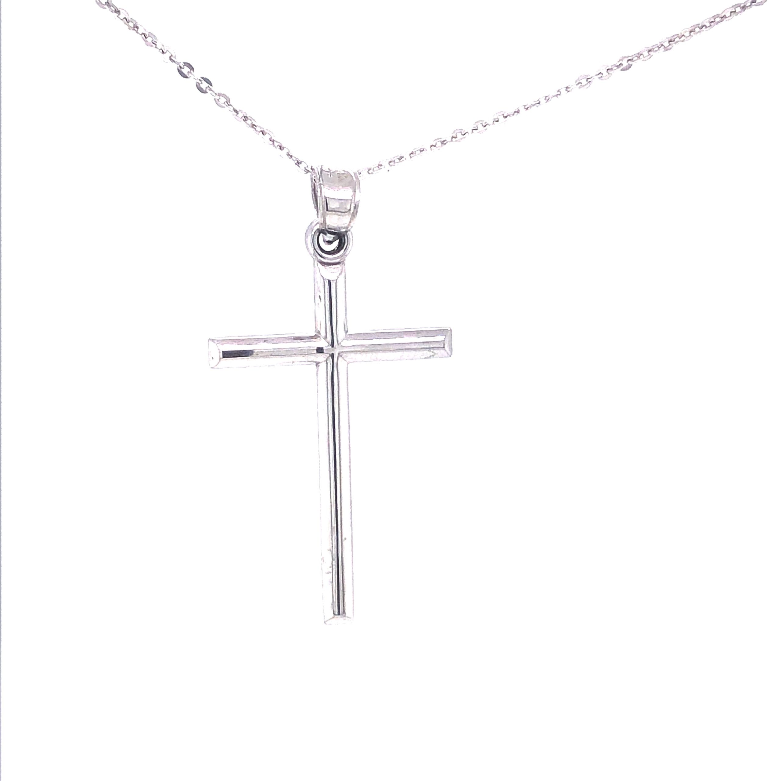 Large Cross 14k White Gold Pendant