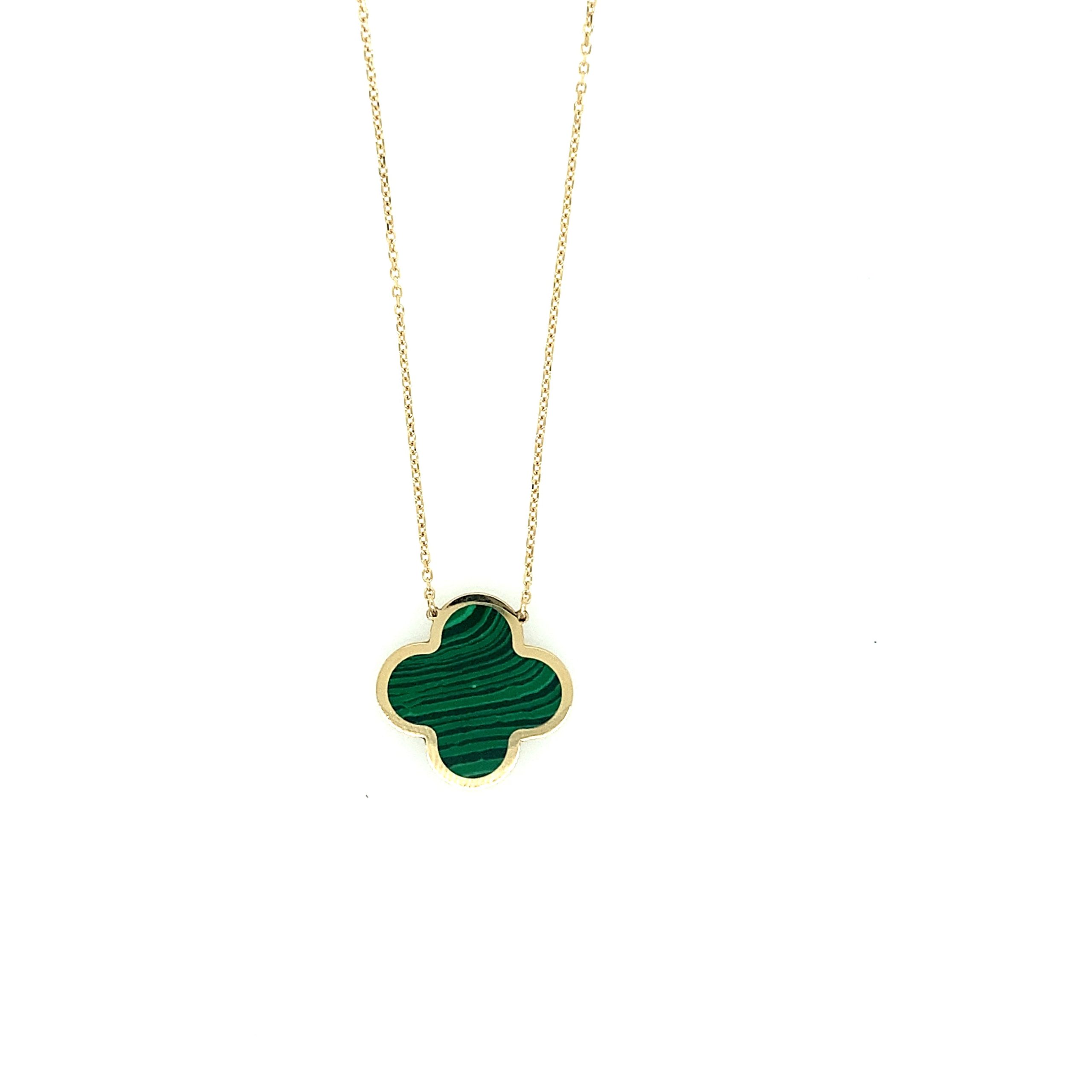 14K Gold Emerald Flower Necklace