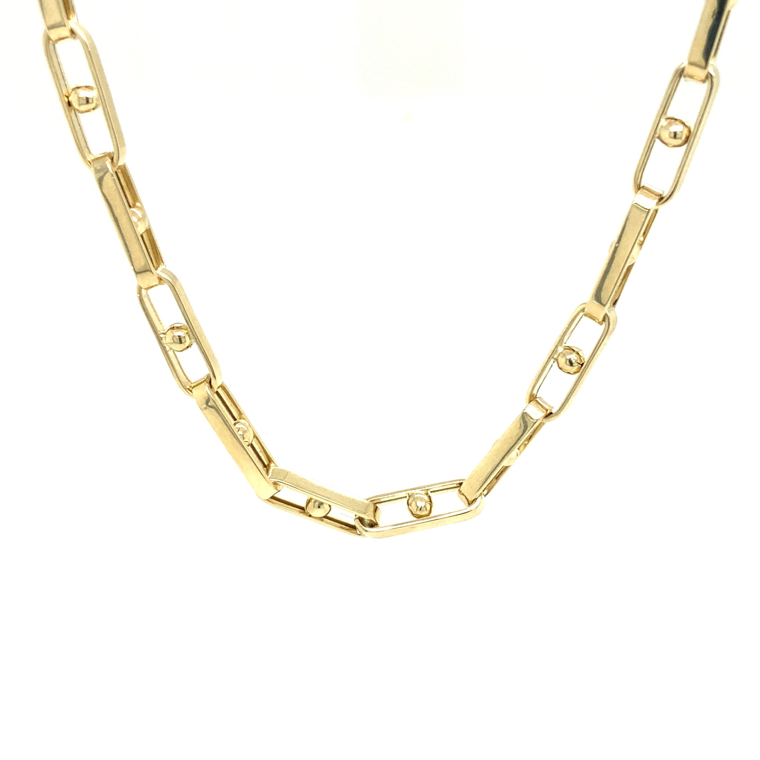 14K Gold Flat Oval Link With Ball Chain