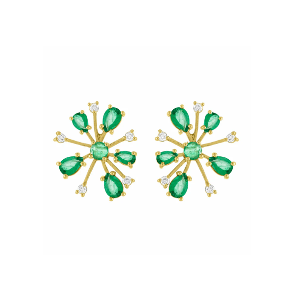 Eden Presley 14k Yellow Gold Emerald Pop Rocks Stud Earrings