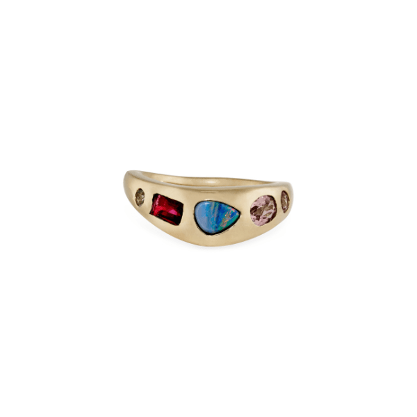 Jacquie Aiche 14K Yellow Gold Multi-Shape Opal & Pink Tourmaline Dome Ring - 2506024