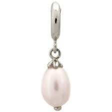 White Pearl Drop Charm (Silver/White)