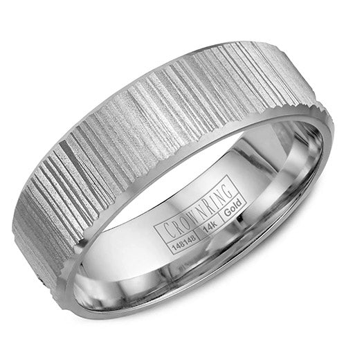 Crown Ring 14k White Gold Wedding Band - WB-7920-S10