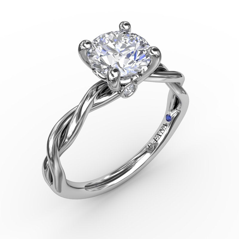 18K White Gold Elegantly Twisted Semi-Mount Engagement Ring