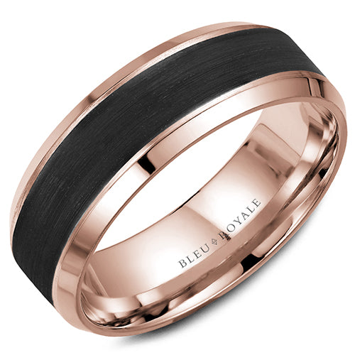 Bleu Royale 14k Rose Gold Men's Wedding Band - RYL-064R75-M10