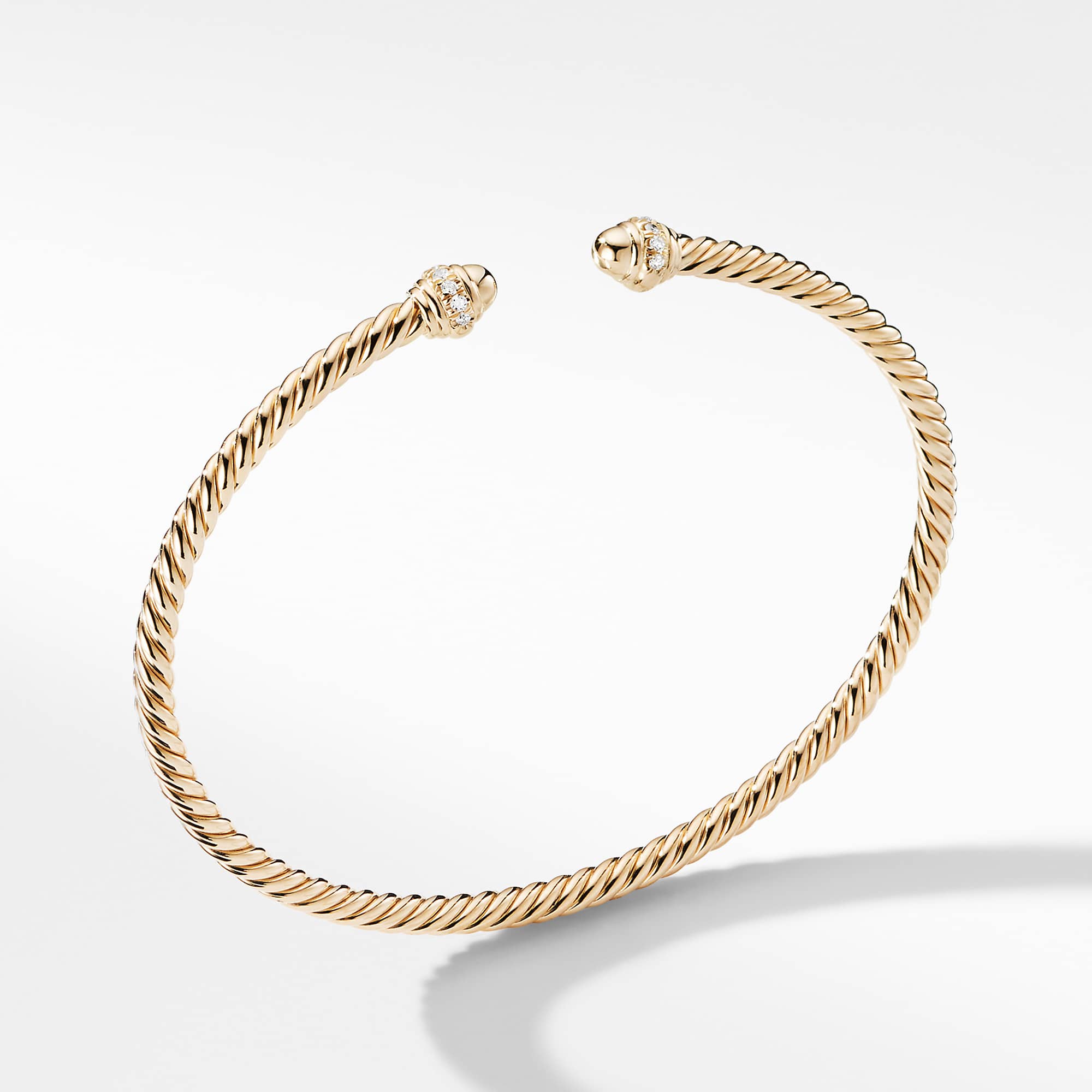 Classic Cablespira® Bracelet in 18K Yellow Gold with Diamonds, 3mm