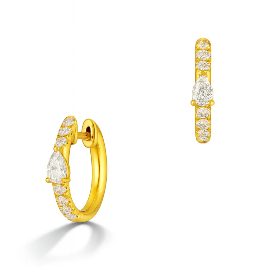 Yellow Gold Diamond Hoop Earrings