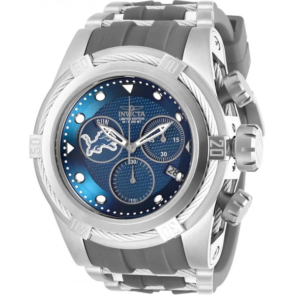 Invicta Men's 30233 NFL Lions Grey and Silver Inserts Silicone Watch
