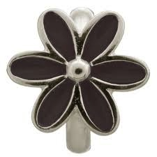 Black Flower Charm (Silver/Black)