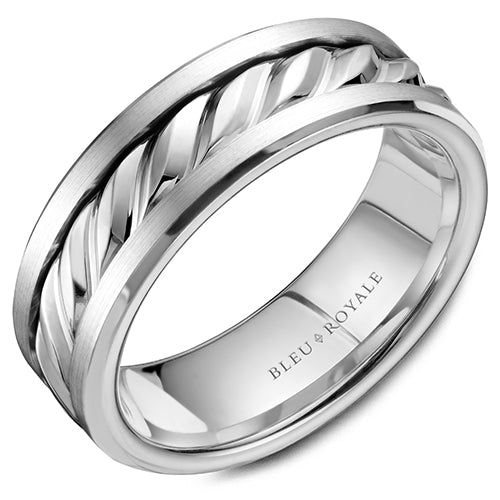 Bleu Royale 14k White Gold Men's Wedding Band- RYL-060W75-M10