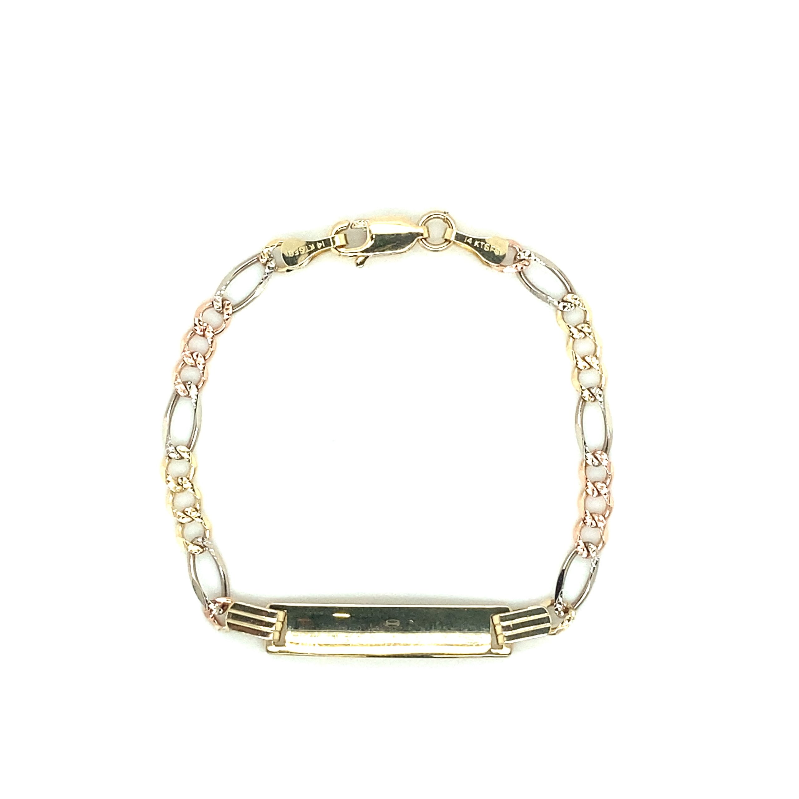 14K FIGARO BABY BRACELET 3-COLOR