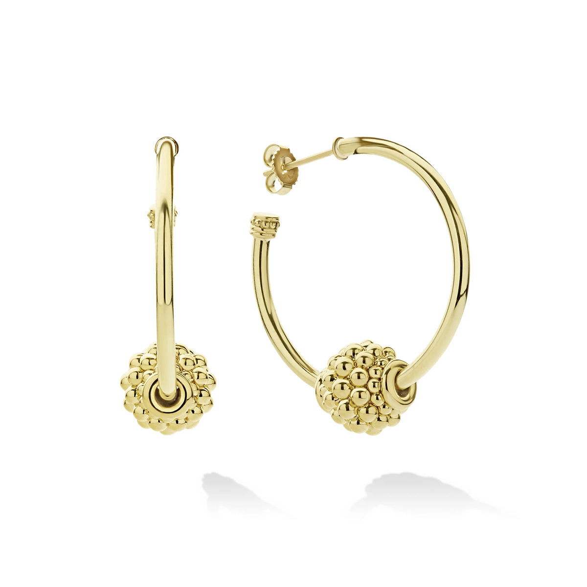 Lagos Caviar Gold 30mm Hoop Earrings- 01-11038-00