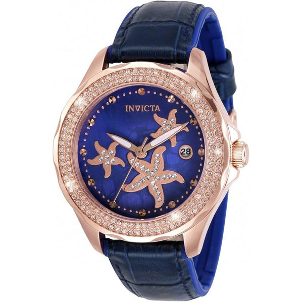 Invicta Women's 32665 Wildflower Ocean Voyage Blue Leather Watch