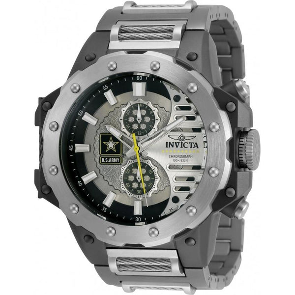 Invicta Men's 32986 U.S. Army Gunmetal and Silver Polyurethane and Stainless Steel Watch