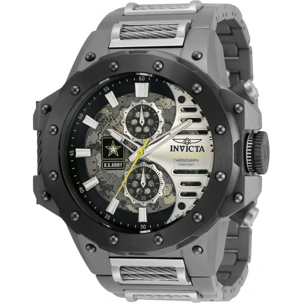 Invicta Men's 32987 U.S. Army Gunmetal and Silver Polyurethane and Stainless Steel Watch