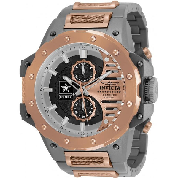 Invicta Men's 32989 U.S. Army Rose-Tone and Silver Polyurethane and Stainless Steel Watch
