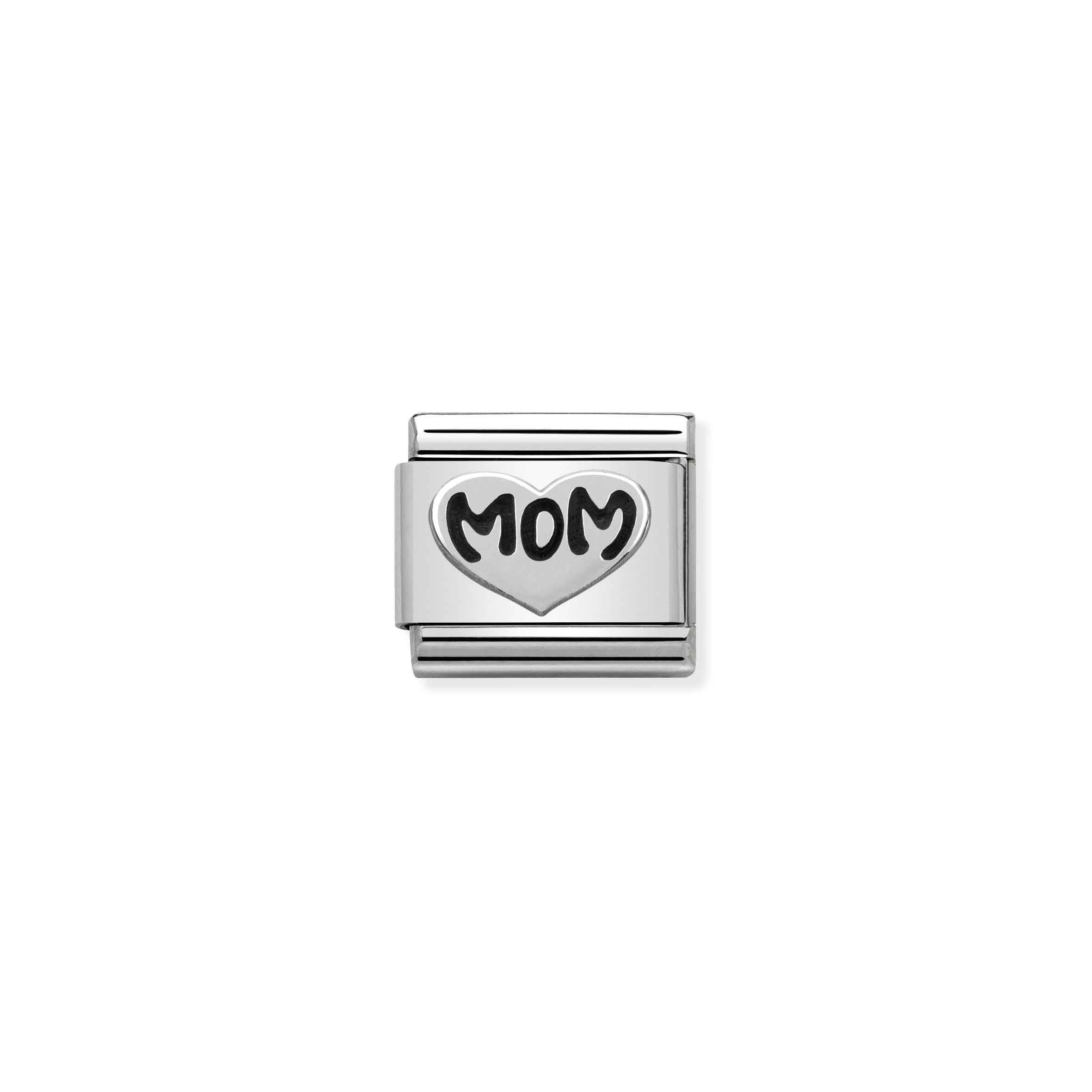 Charm, Composable Link, Silver Mom Heart