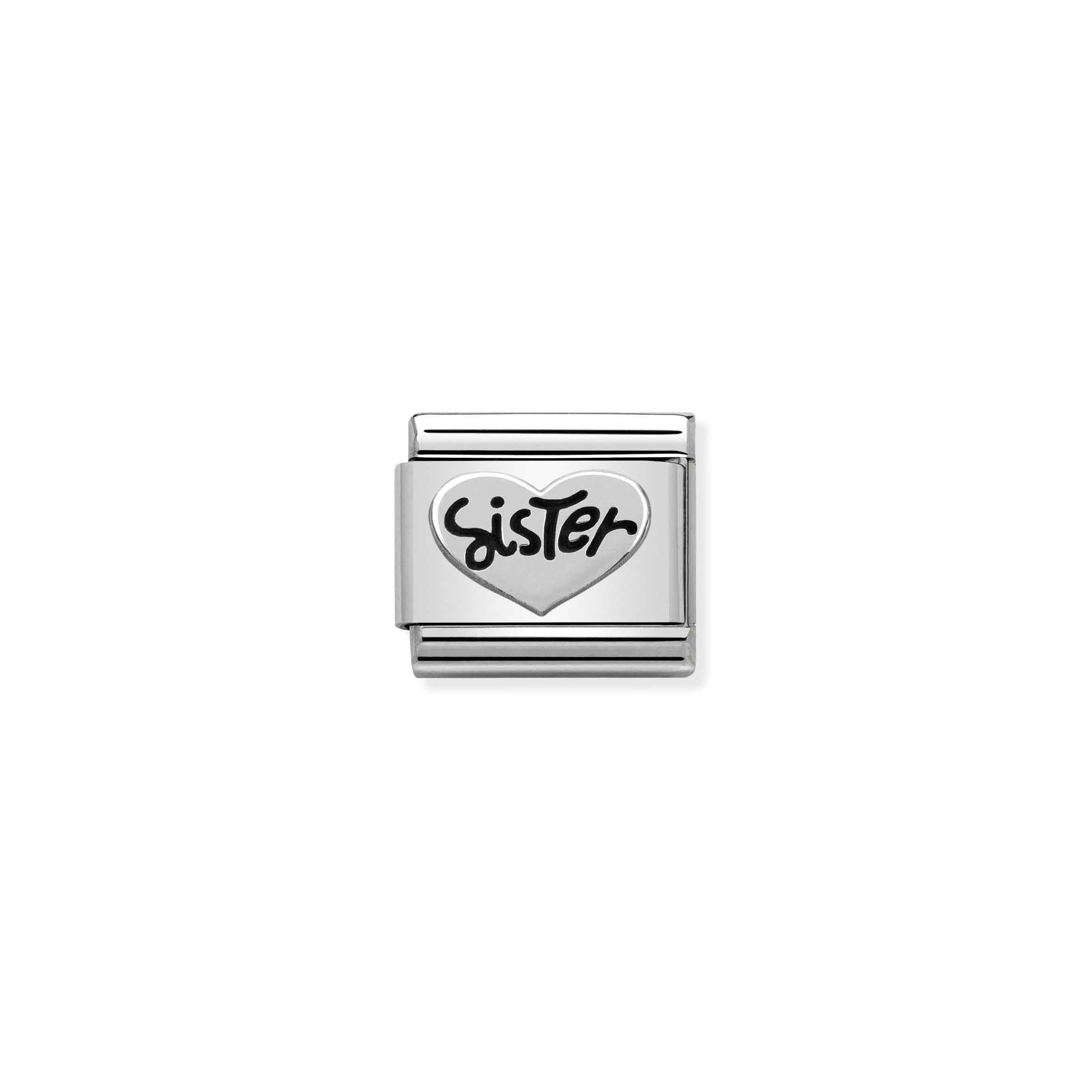 Charm, Composable Link, Sister Heart in Silver