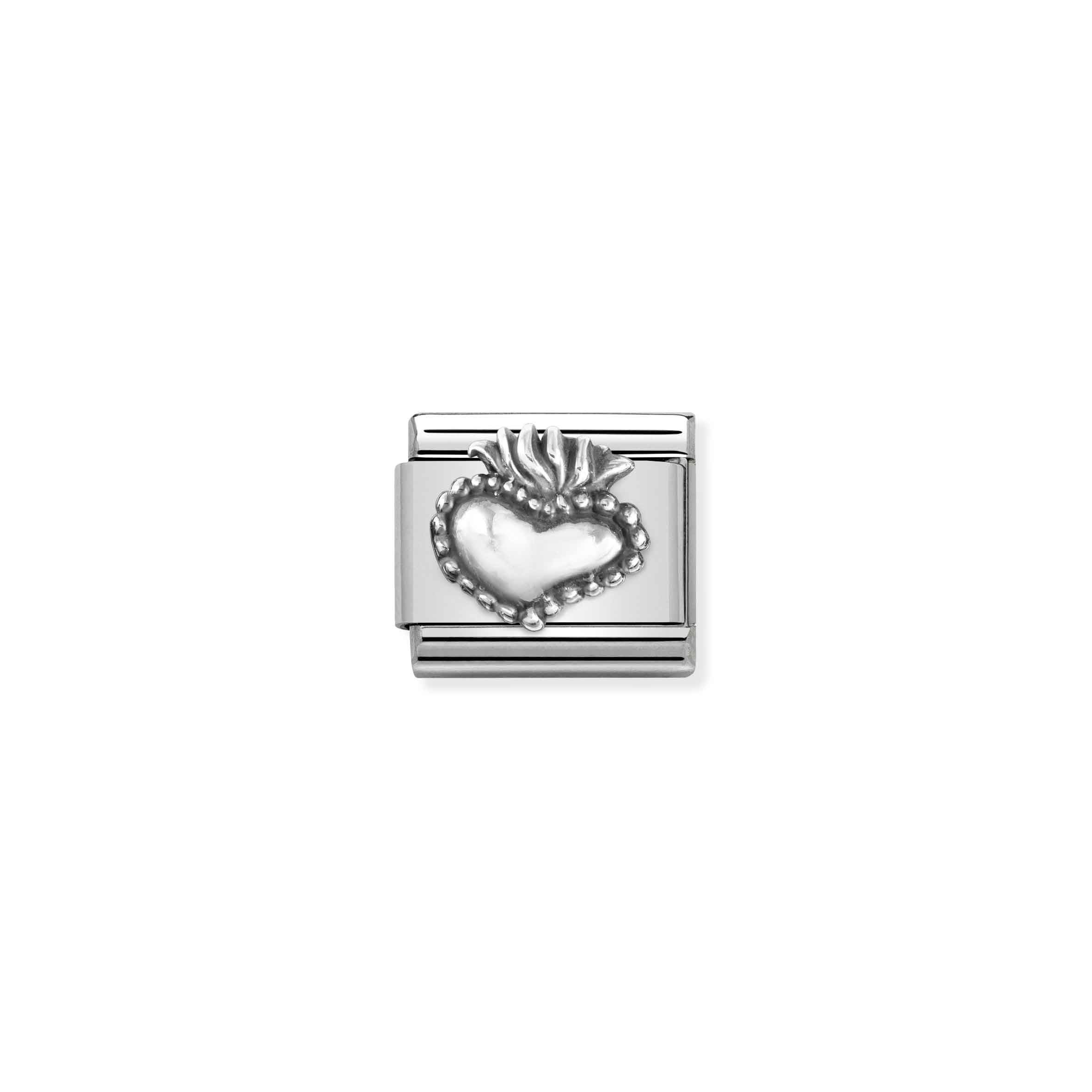 Charm, Composable Link, Sacred Heart, sterling silver