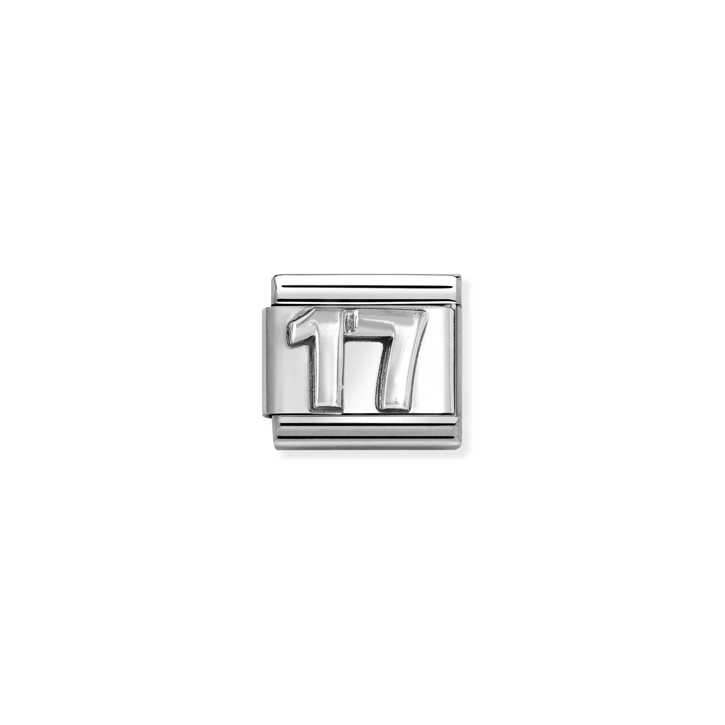 Charm, Composable Link, Number 17, vintage look
