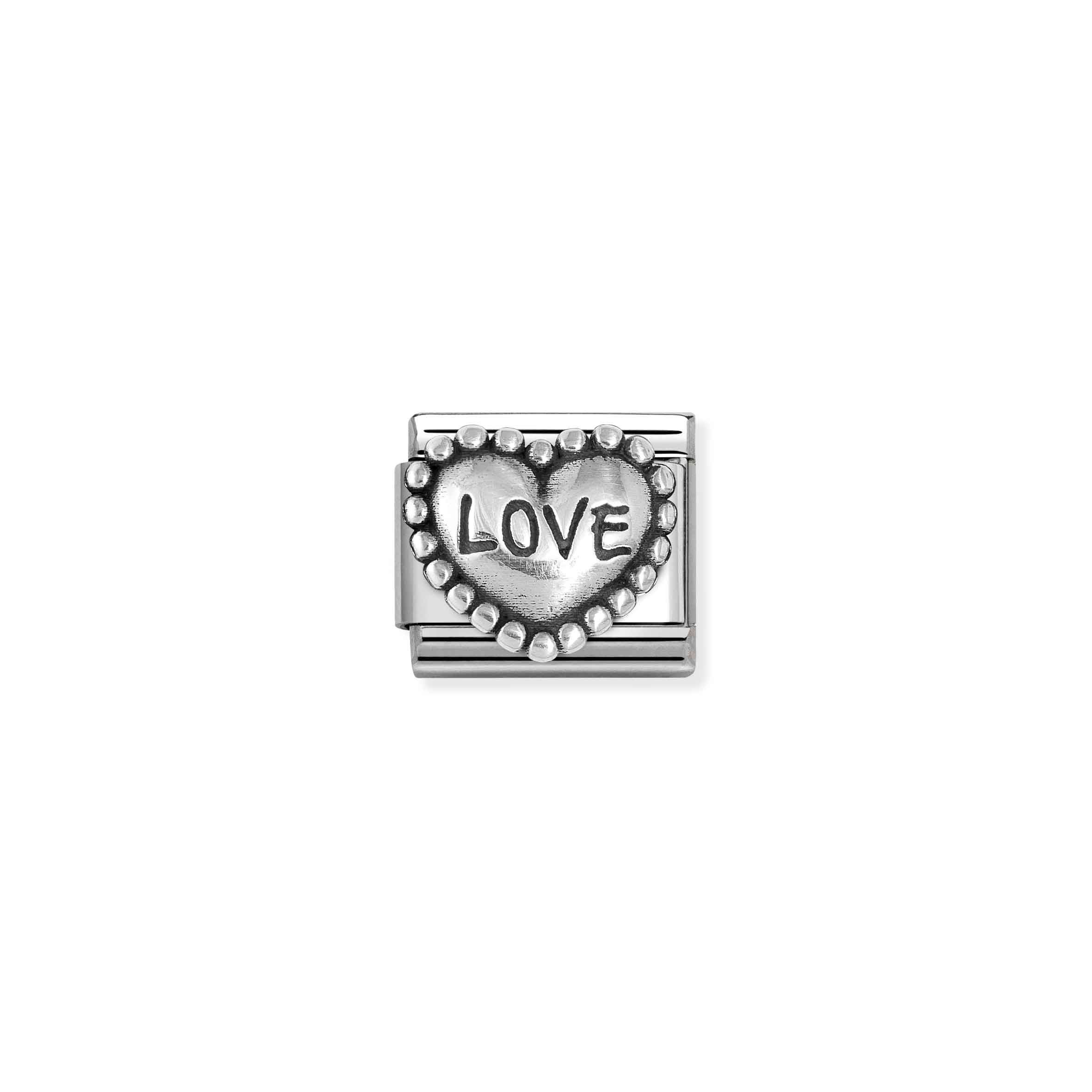 Charm, Composable Link, LOVE Heart, beaded setting