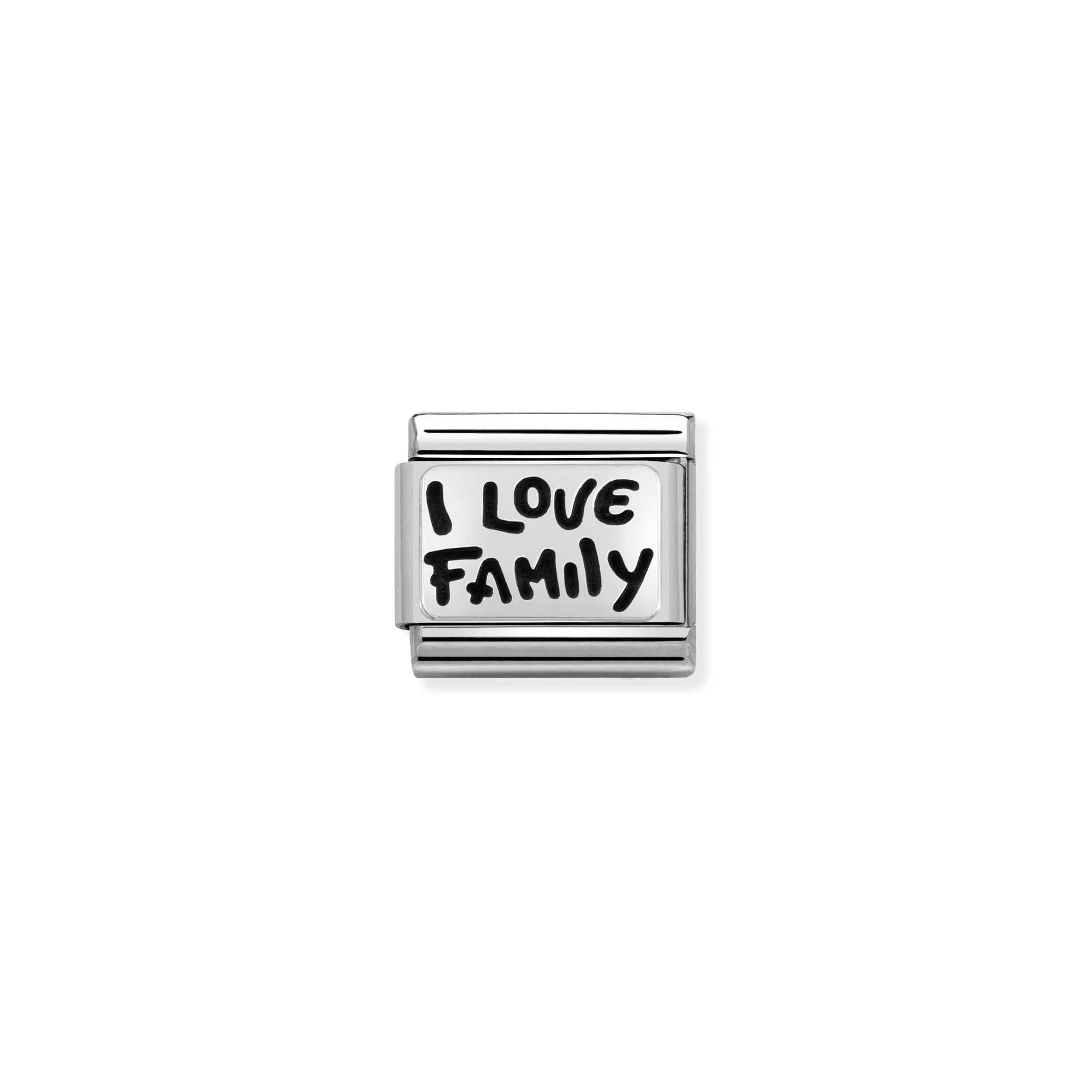 Charm, Composable Link, Silver I Love Family