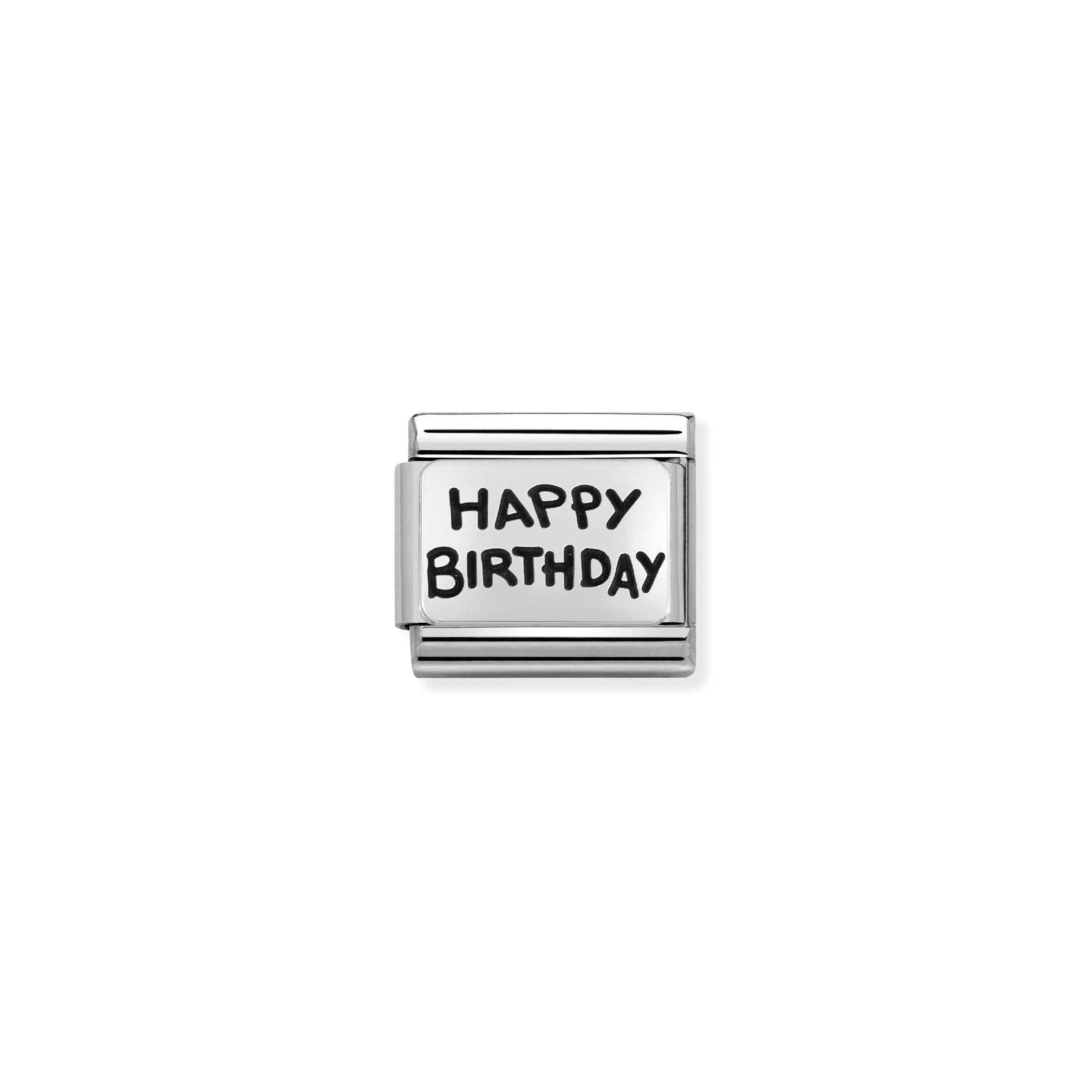 Charm, Composable Link, Happy Birthday black writing