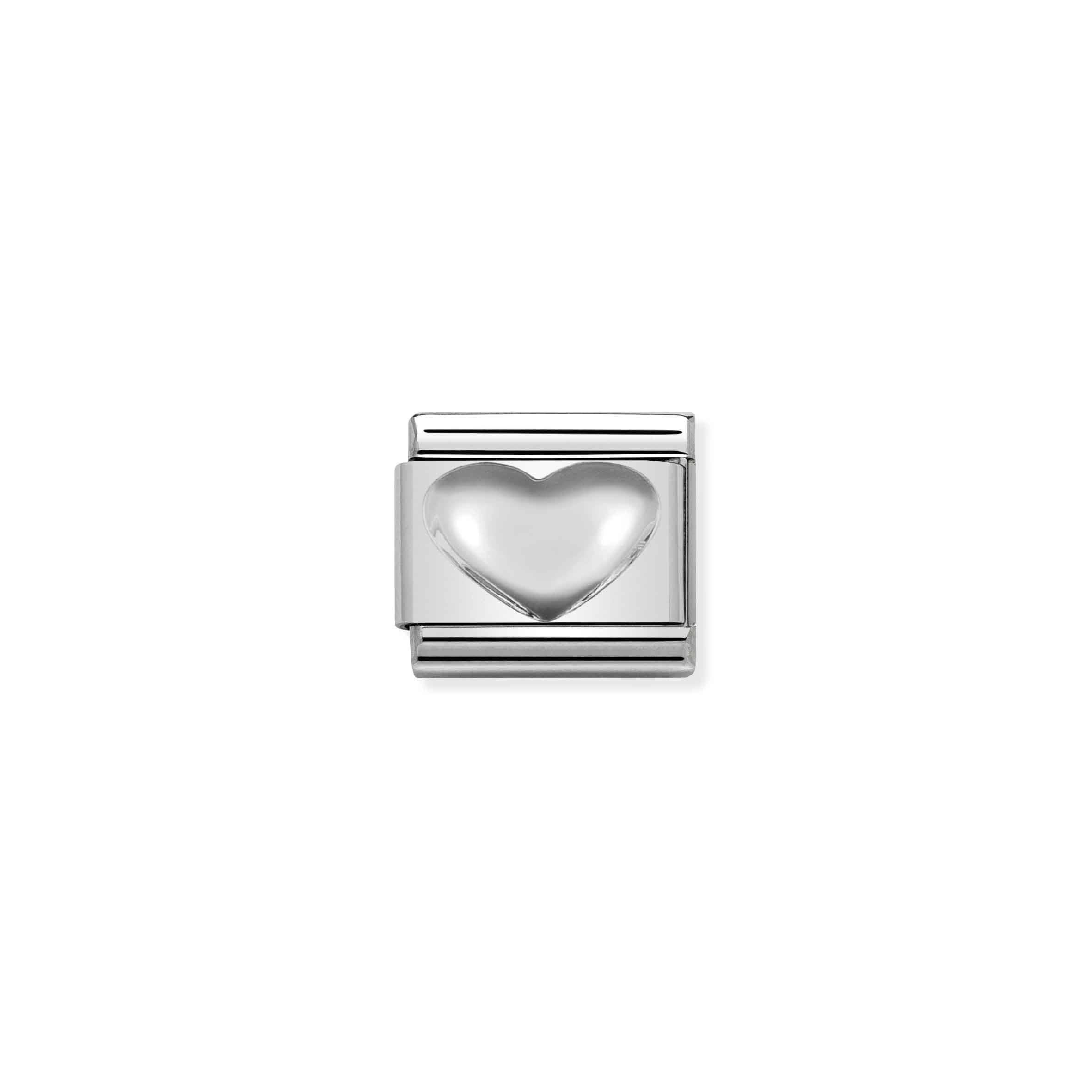 Charm, Composable Link, raised silver Heart symbol