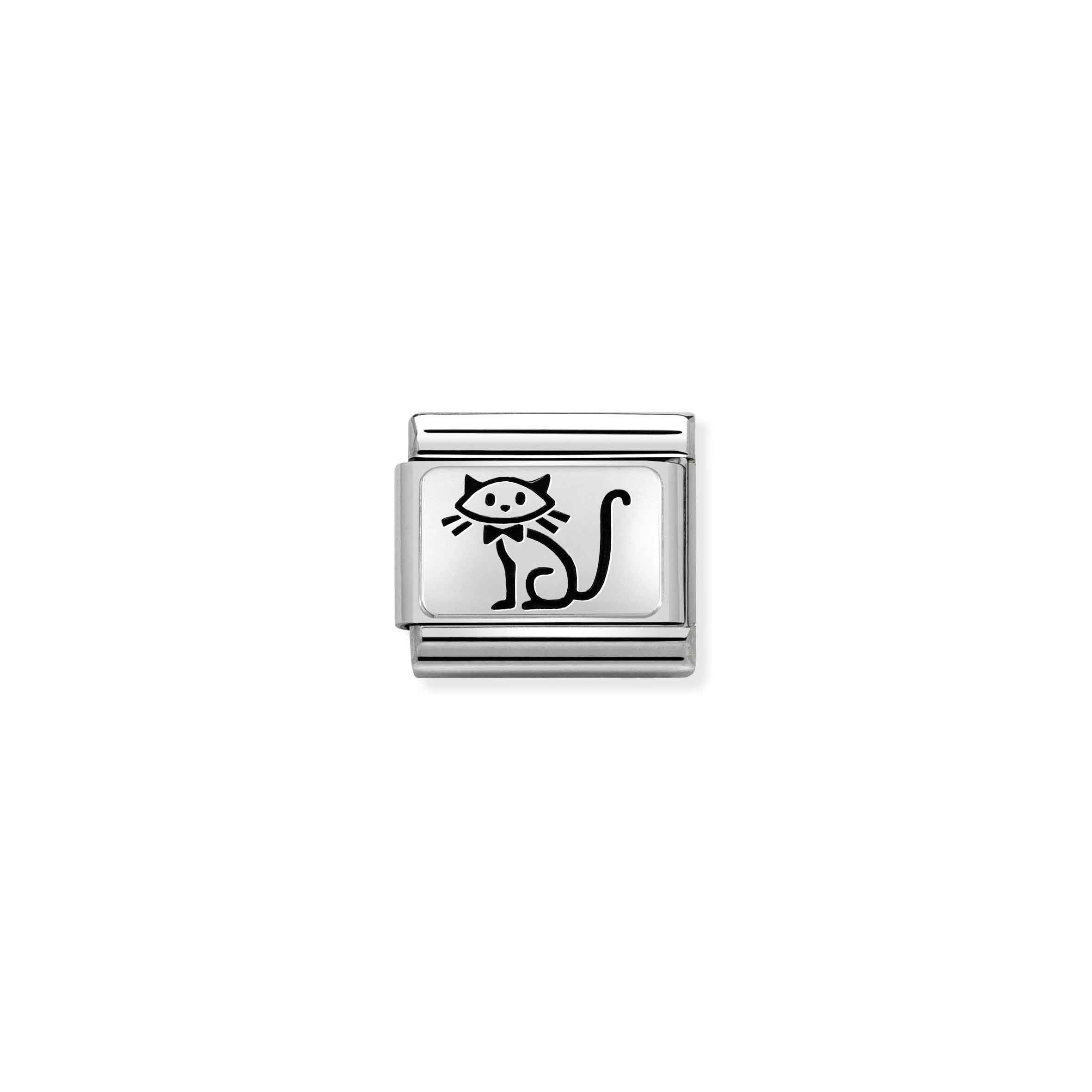Charm, Composable Link, Oxidised Silver Kitten