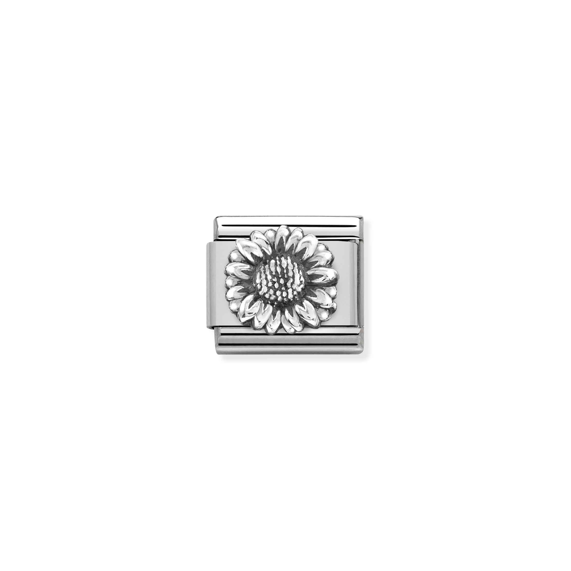 Charm, Composable Link, Silver Sunflower