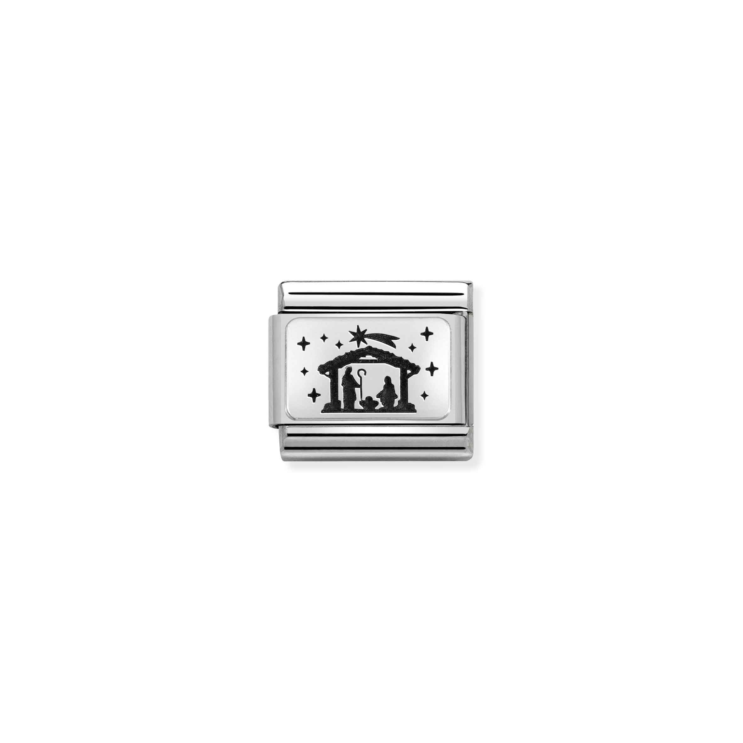 Charm, Composable Link, Nativity in sterling silver