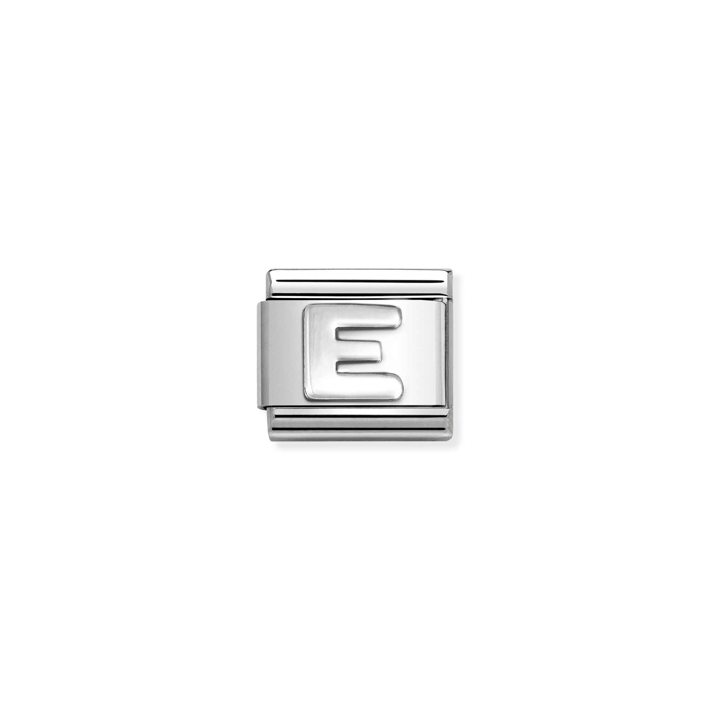 Charm, Composable Link, Letter E, silver
