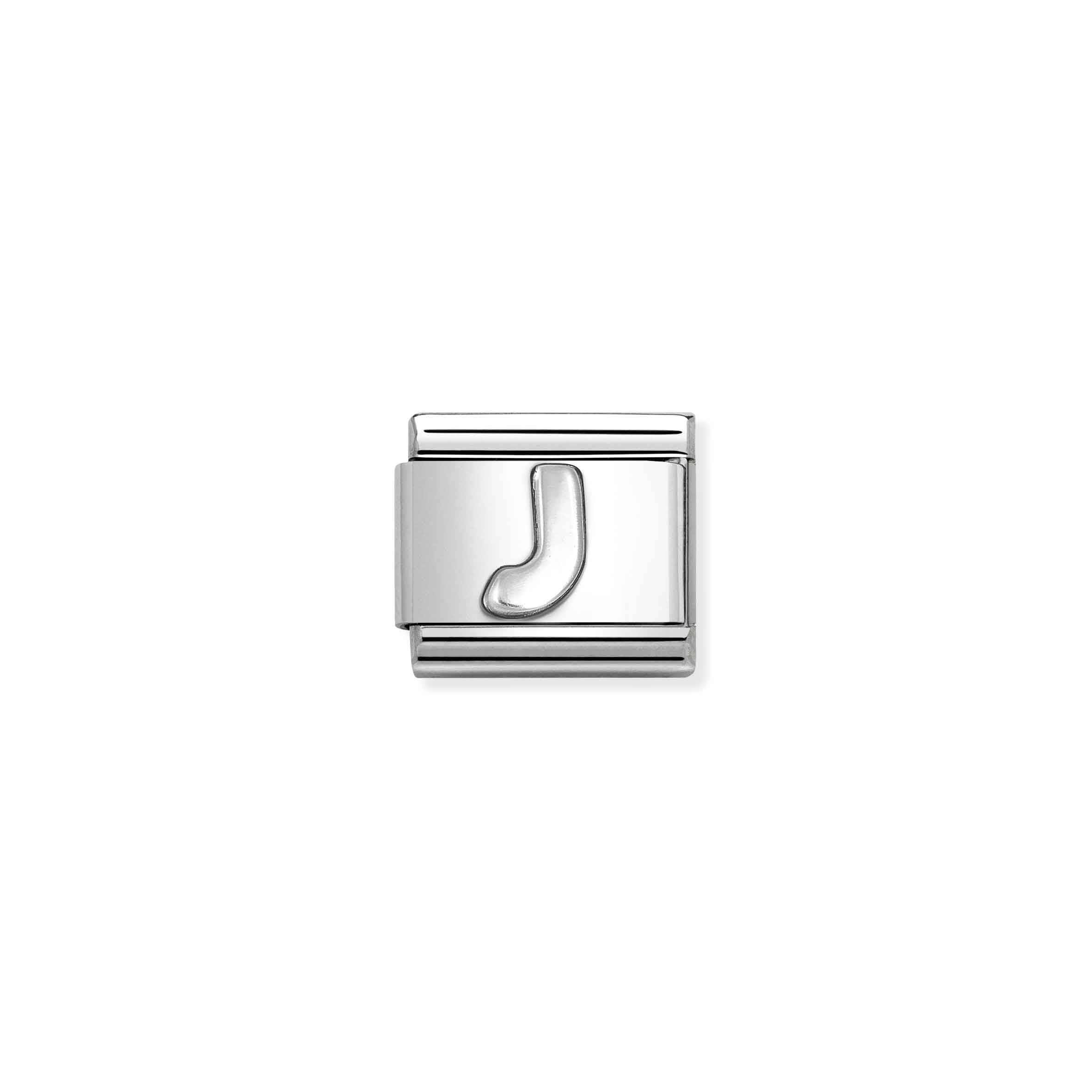 Charm, Composable Link, Letter J, silver