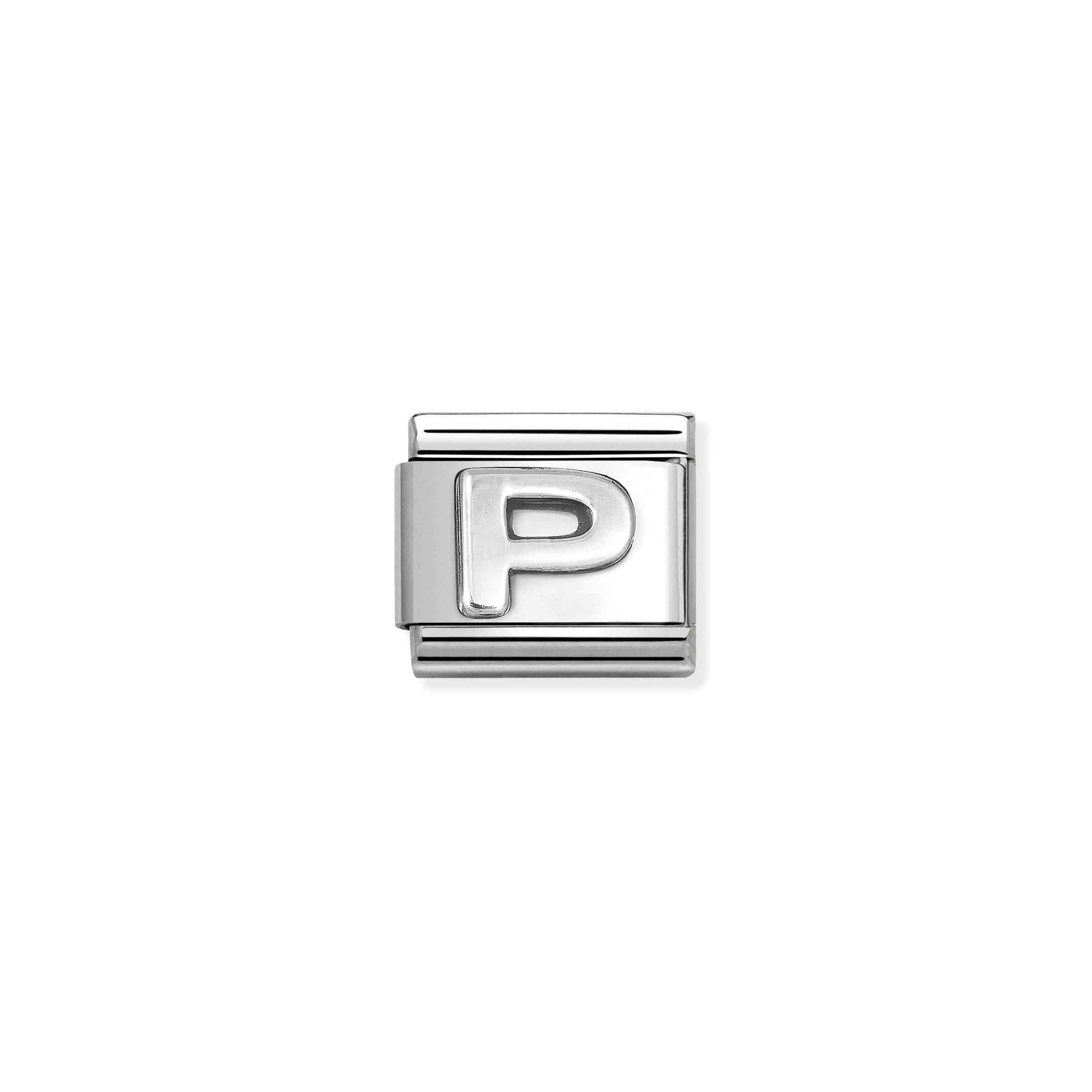 Charm, Composable Link, Letter P, silver
