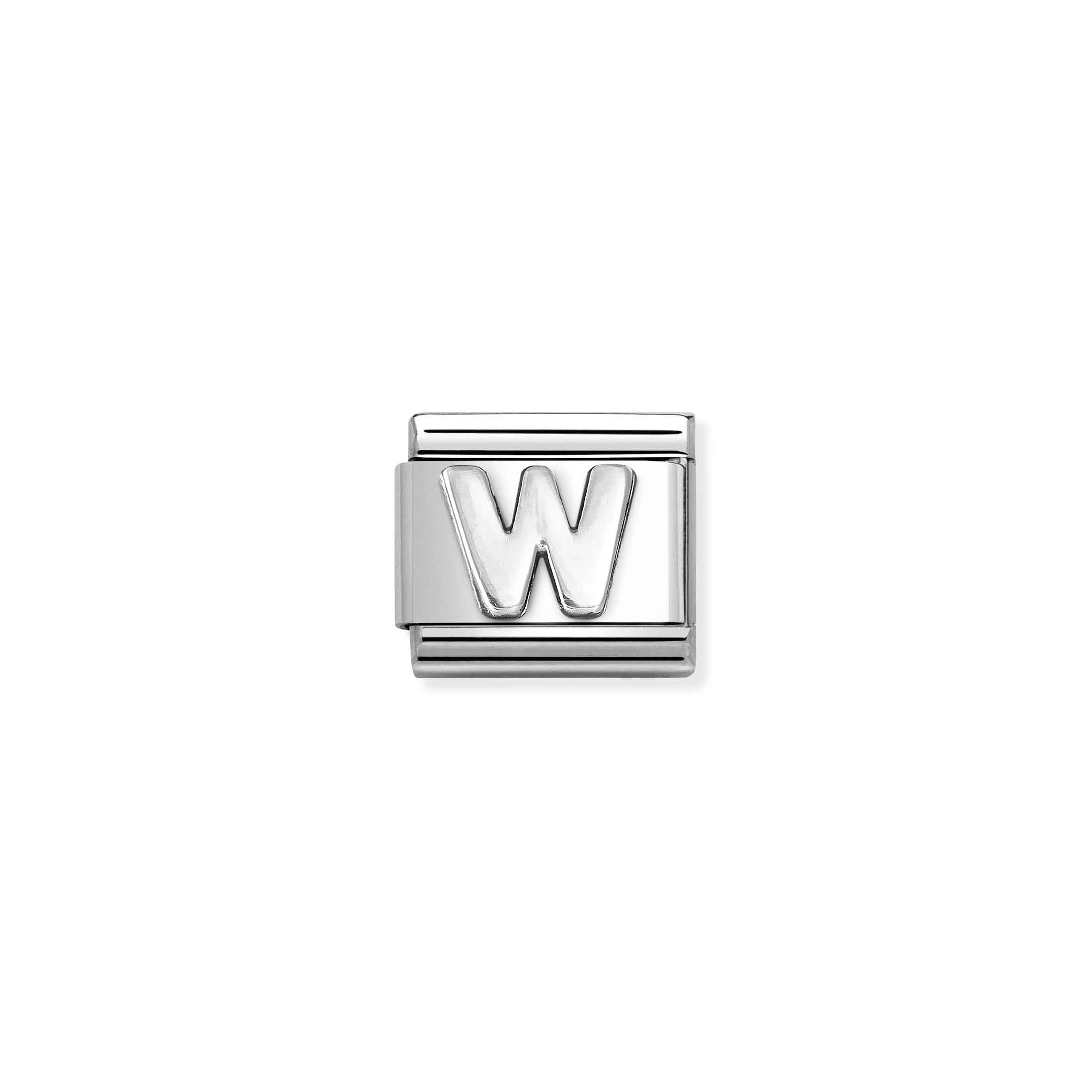 Charm, Composable Link, Letter W, silver