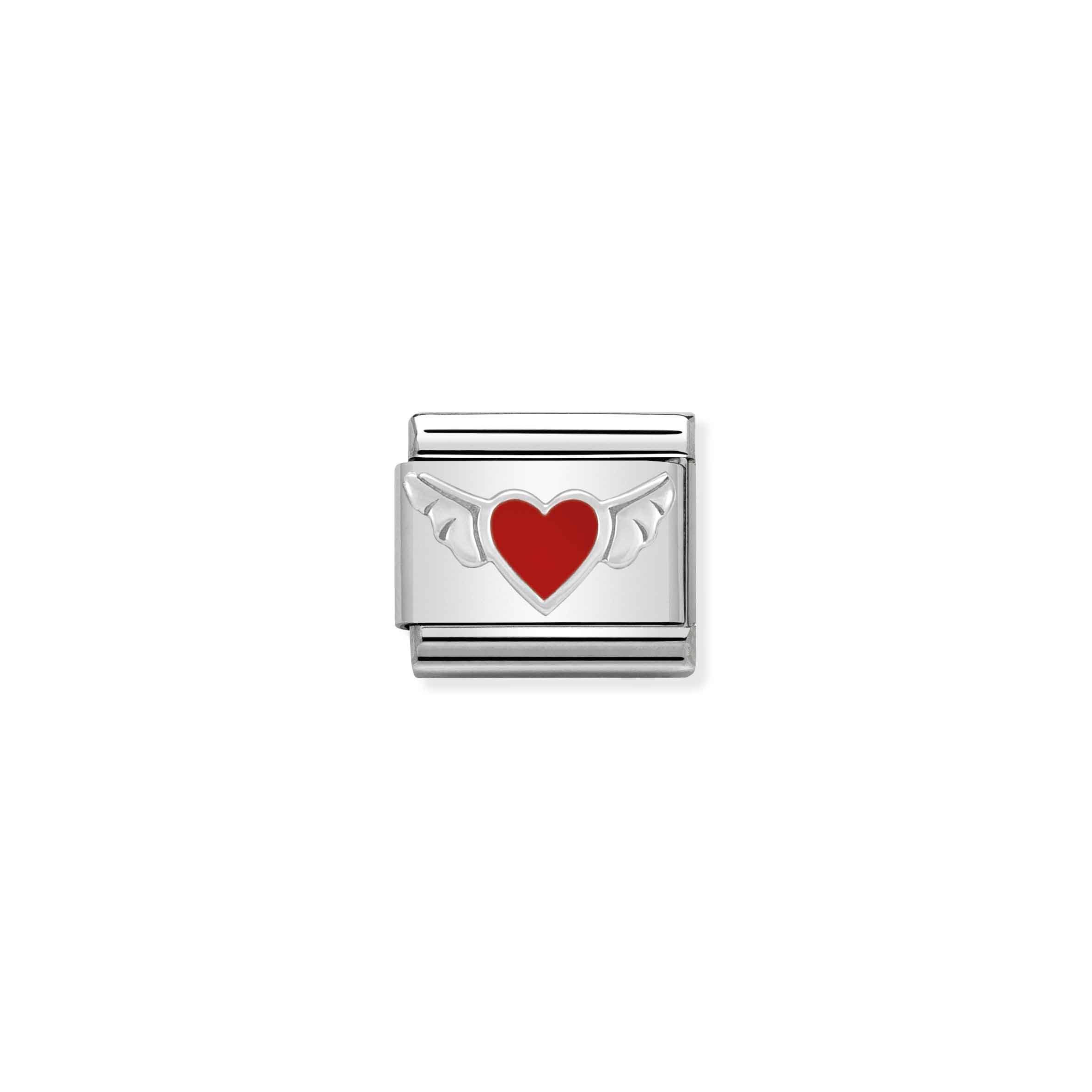 Charm, Composable Link, Heart with Wings in Enamel