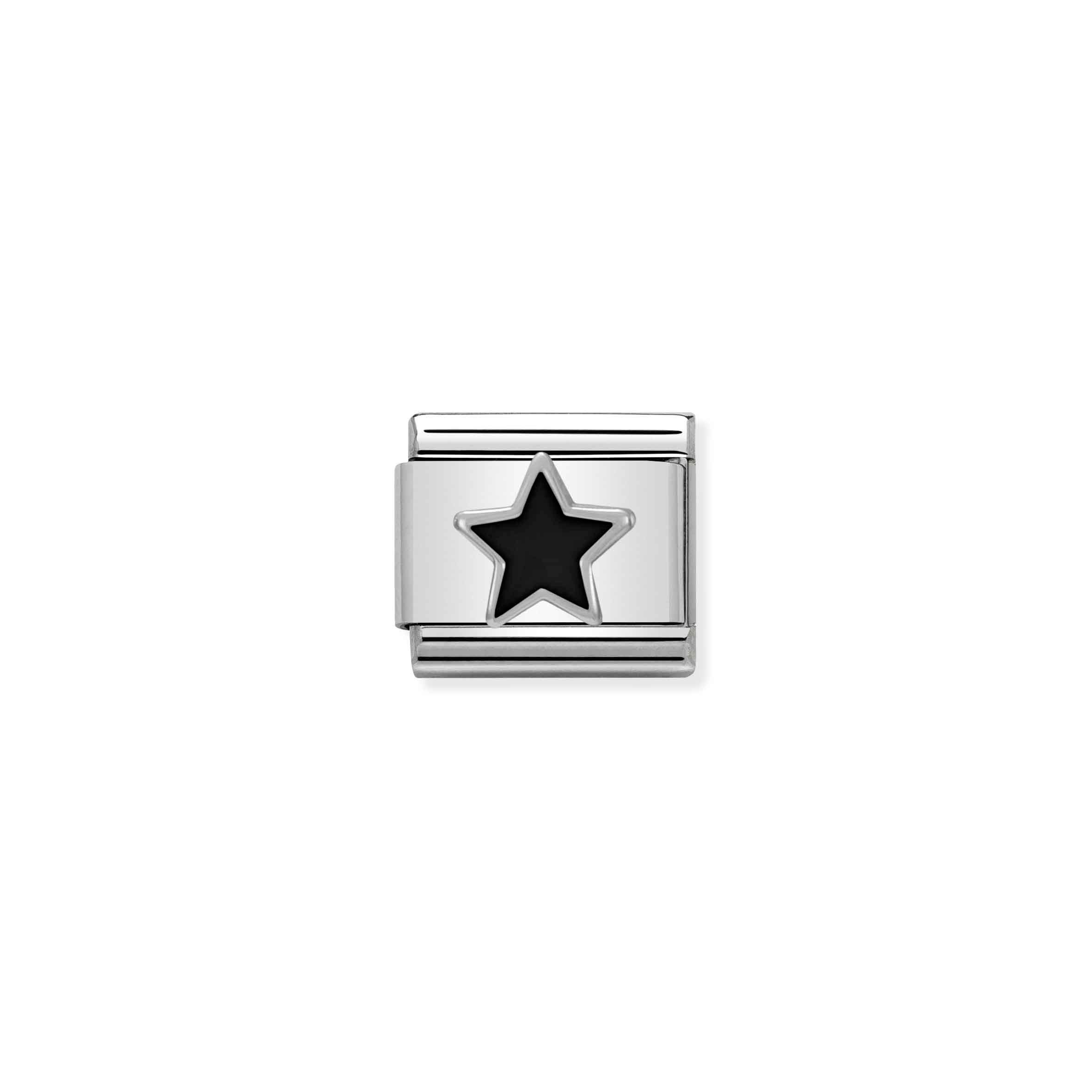 Charm, Composable Link, black Star in Silver and Enamel