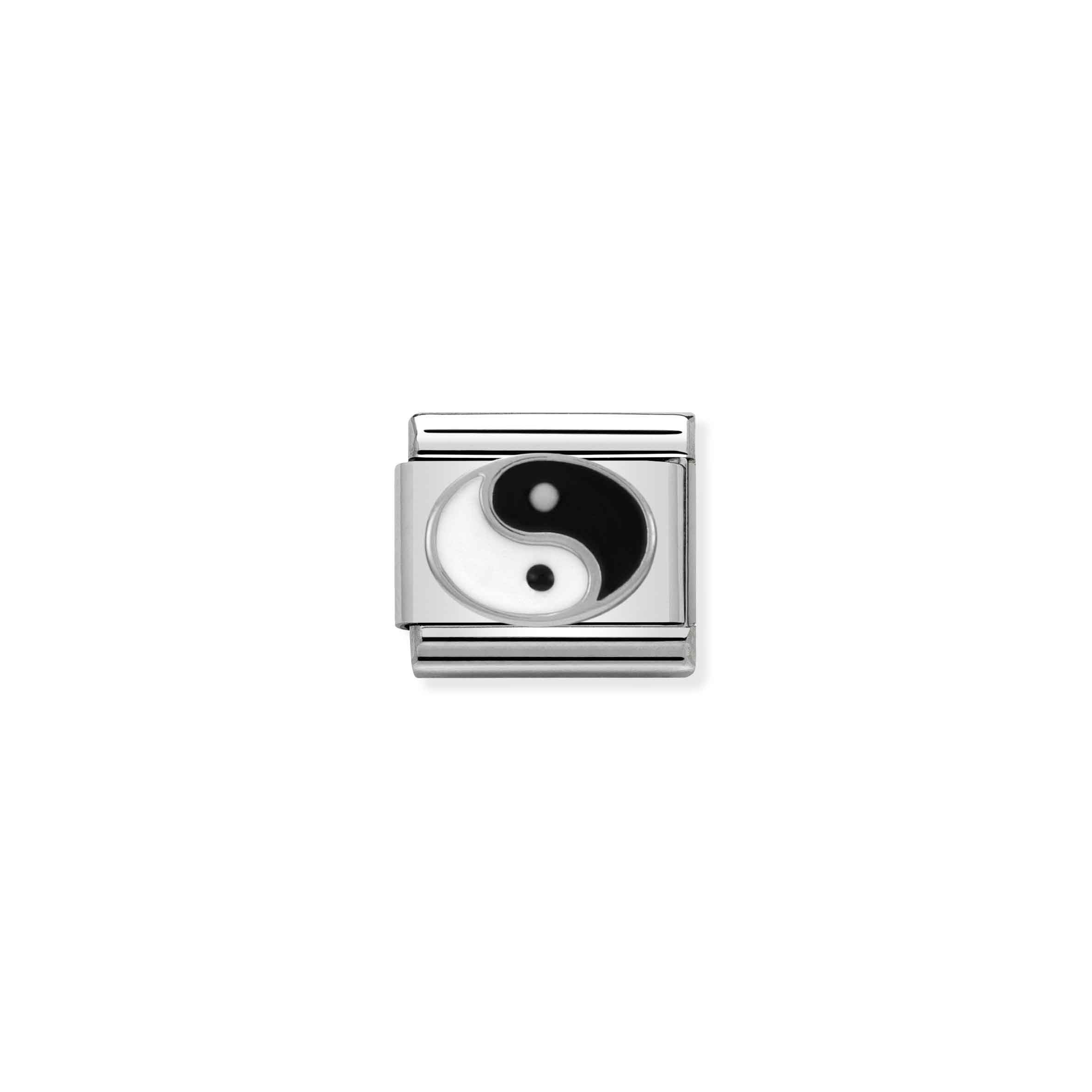Charm, Composable Link, Yin Yang in Silver and Enamel