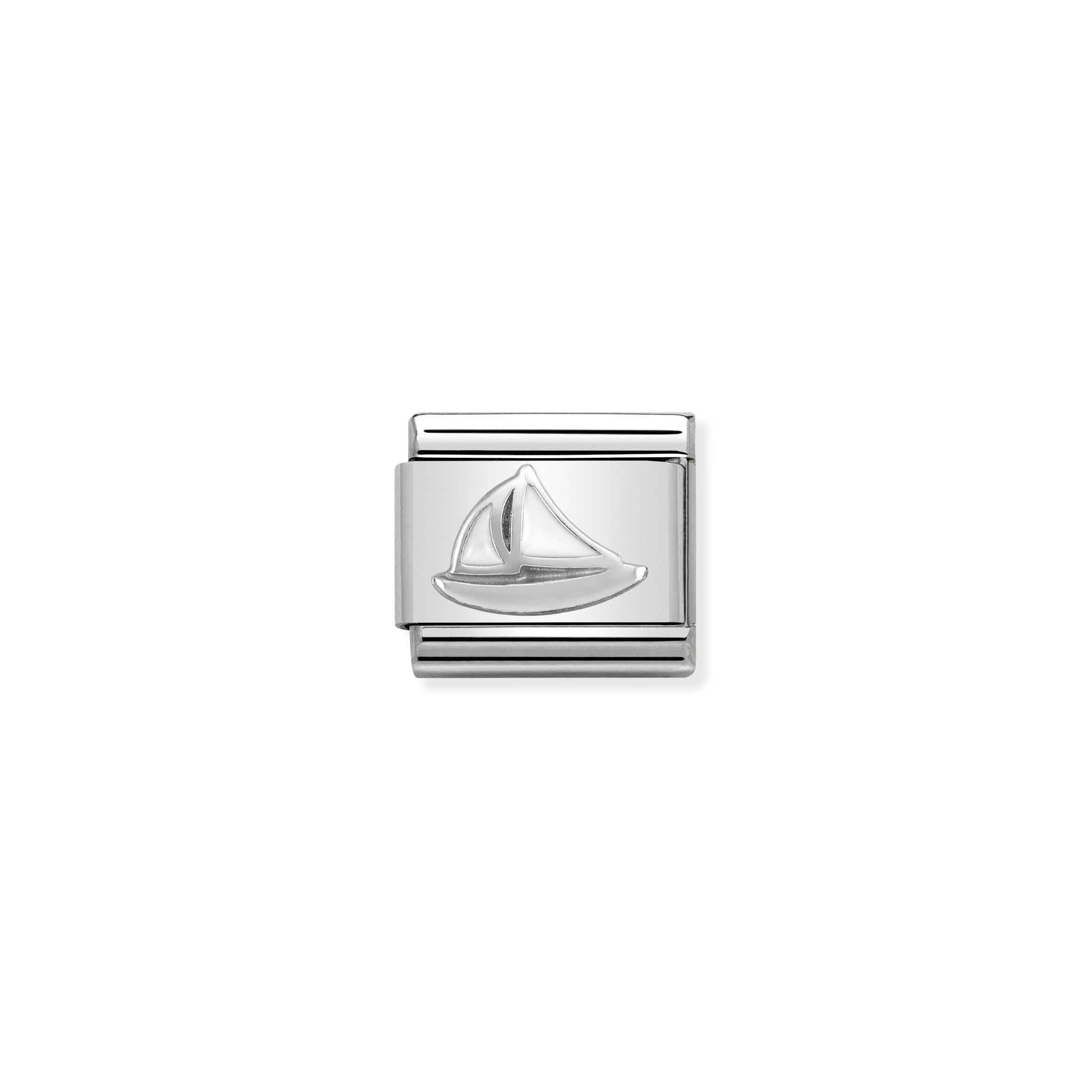 Composable Classic Sailboat Link in white enamel