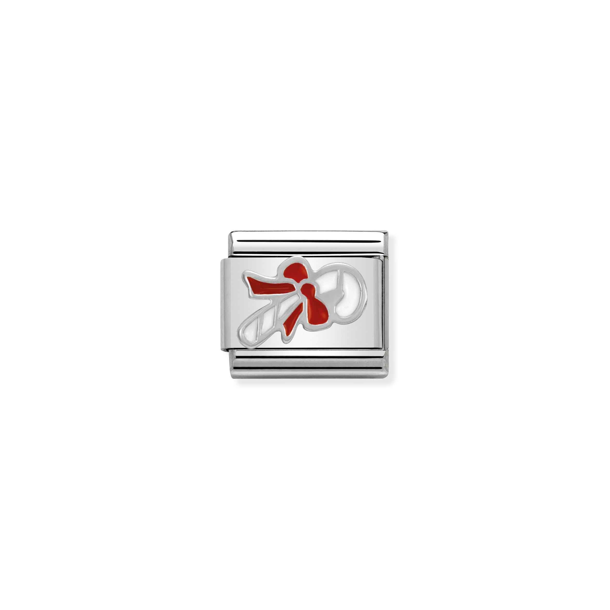 Charm, Composable Link, Candy Cane in Silver
