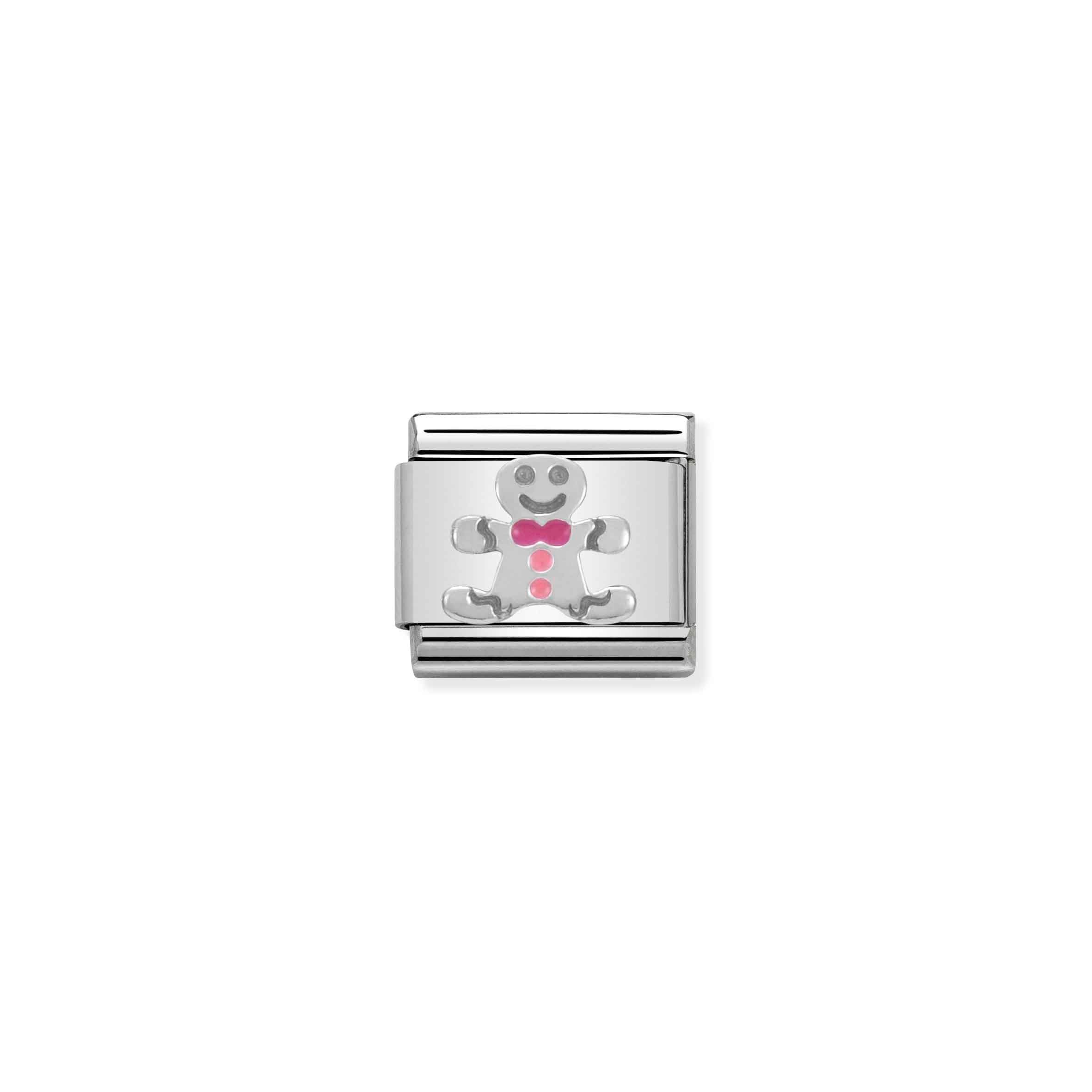 Charm, Composable Link, Gingerbread Man in Enamel