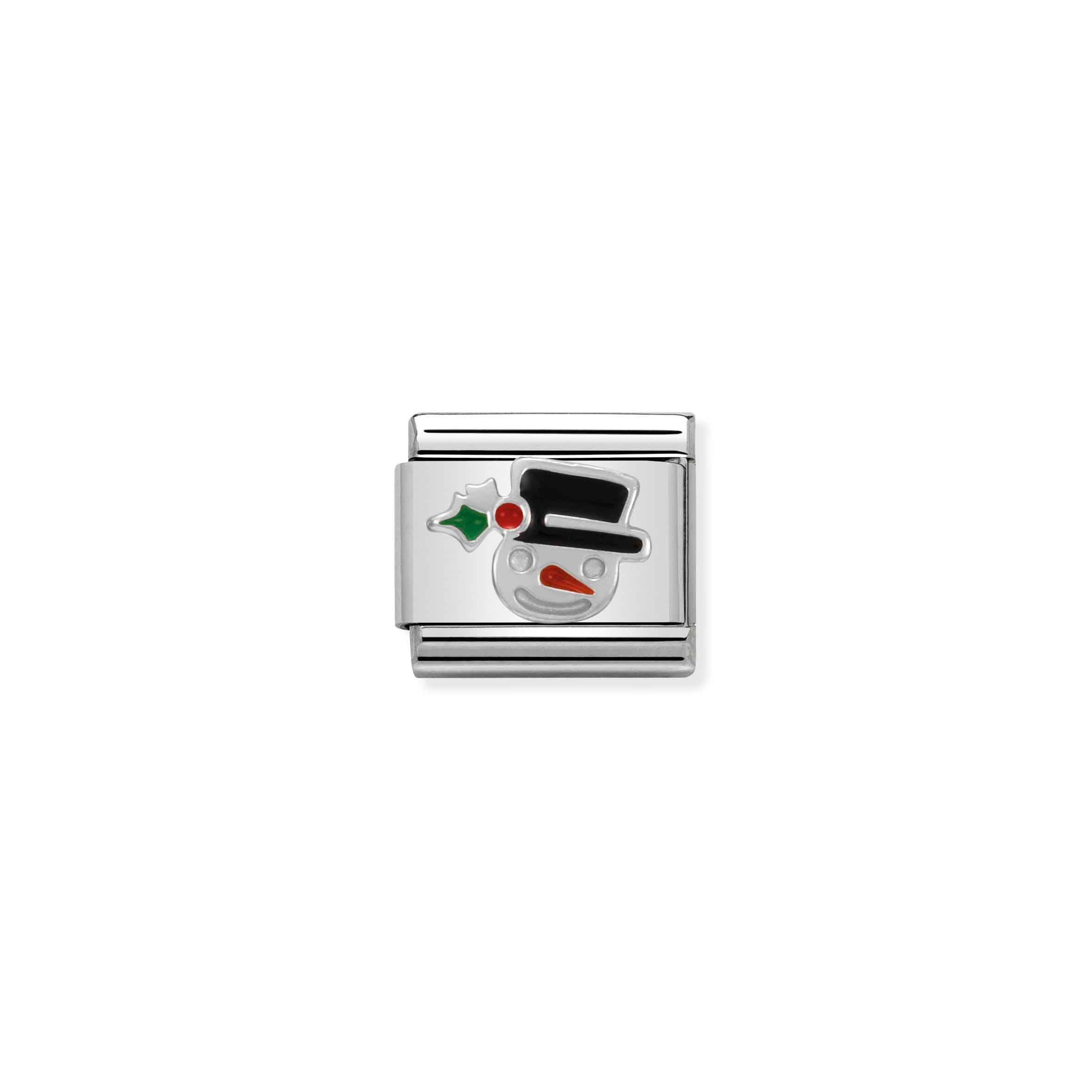 Charm, Composable Link, Snowman Face in Silver