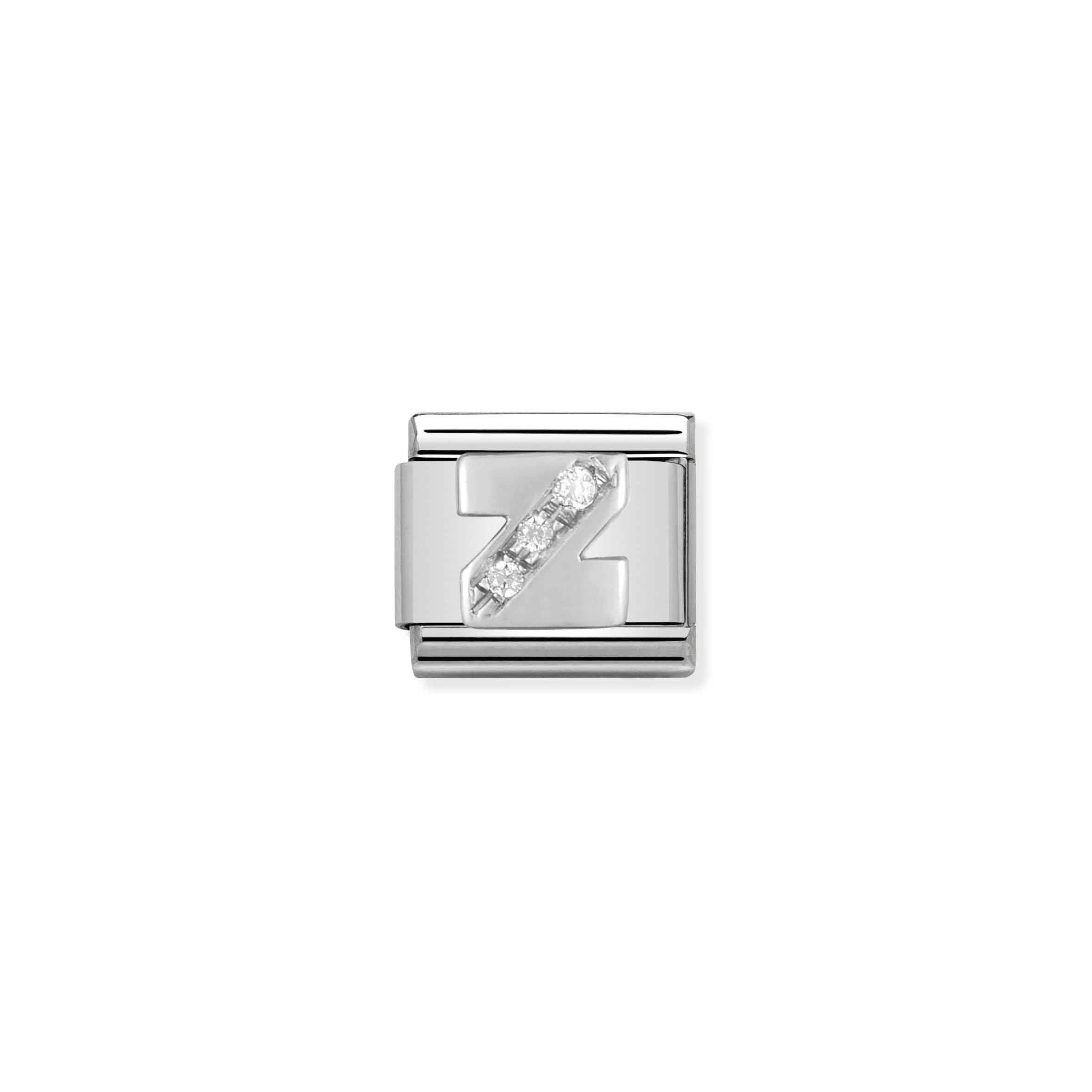 Charm, Composable Link, Letter Z in Silver and Stones