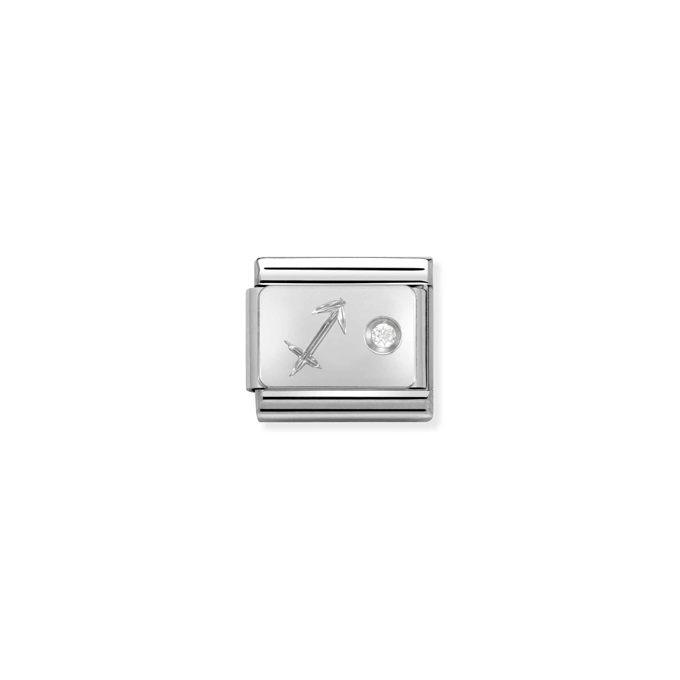 Charm, Composable Link, Silver Sagittarius symbol and Stone
